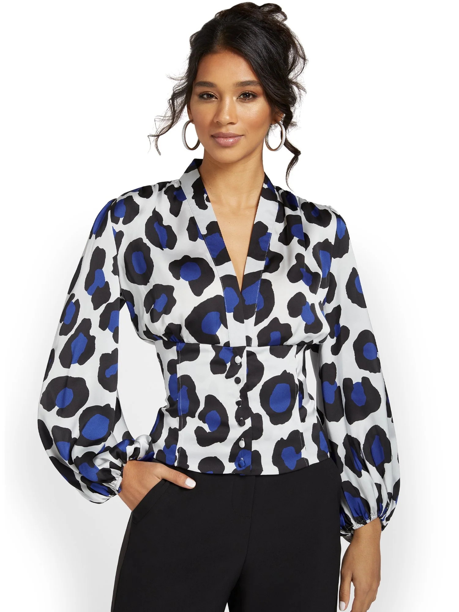 Leopard-Print Corset Blouse - Image 2
