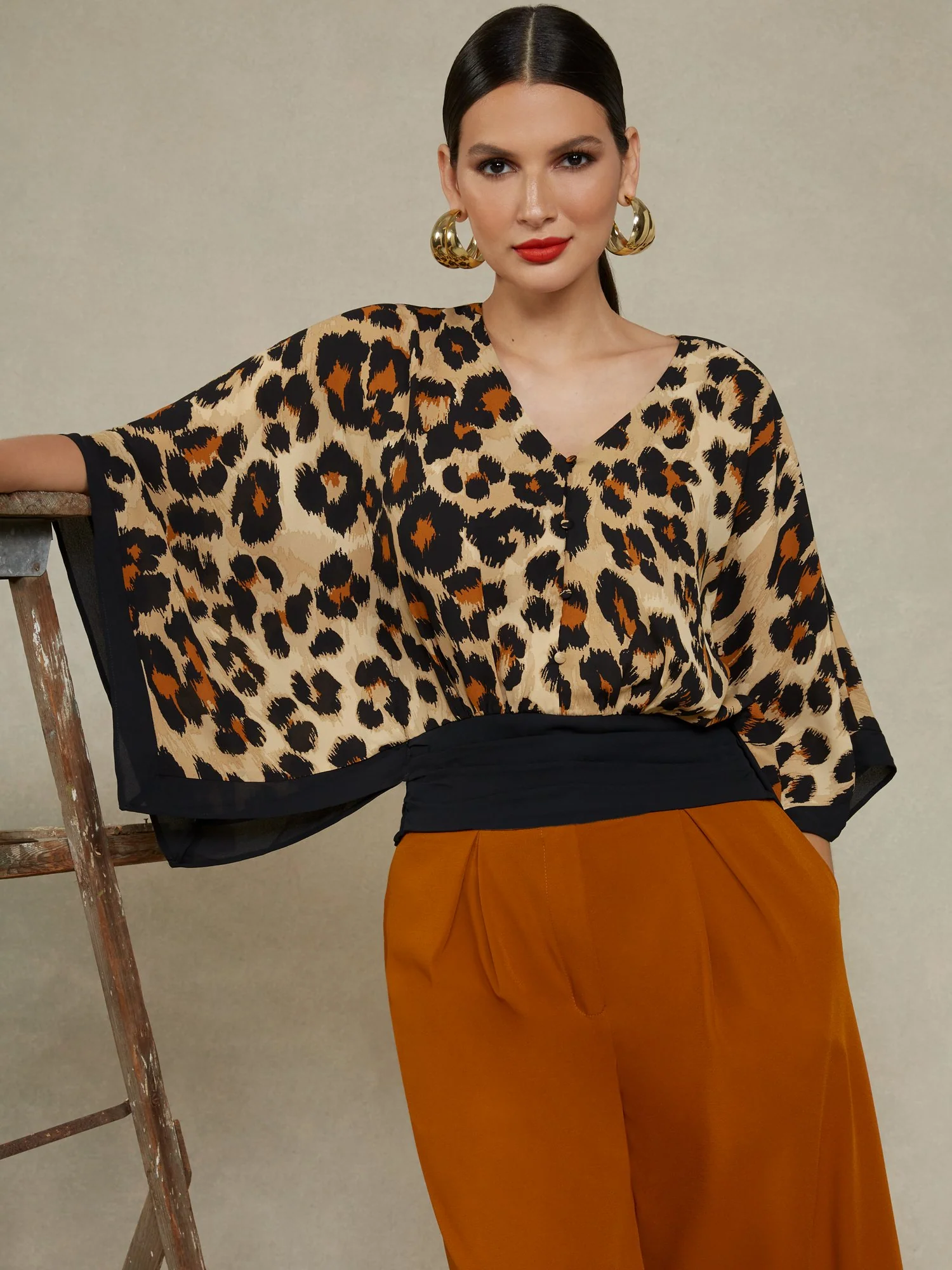 Leopard-Print Dolman Blouse - Image 2