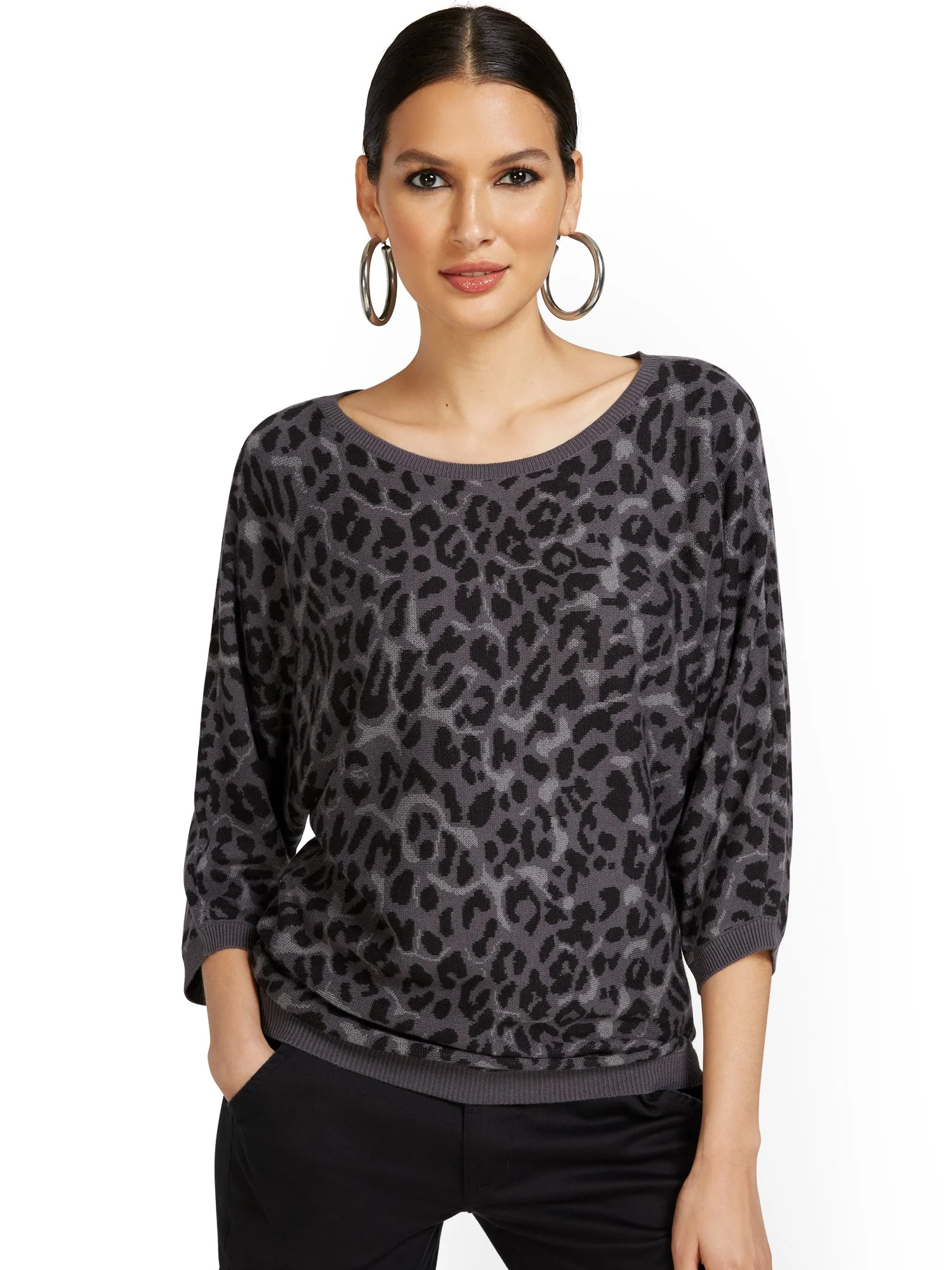 Leopard-Print Easy Dolman Sweater - Image 2