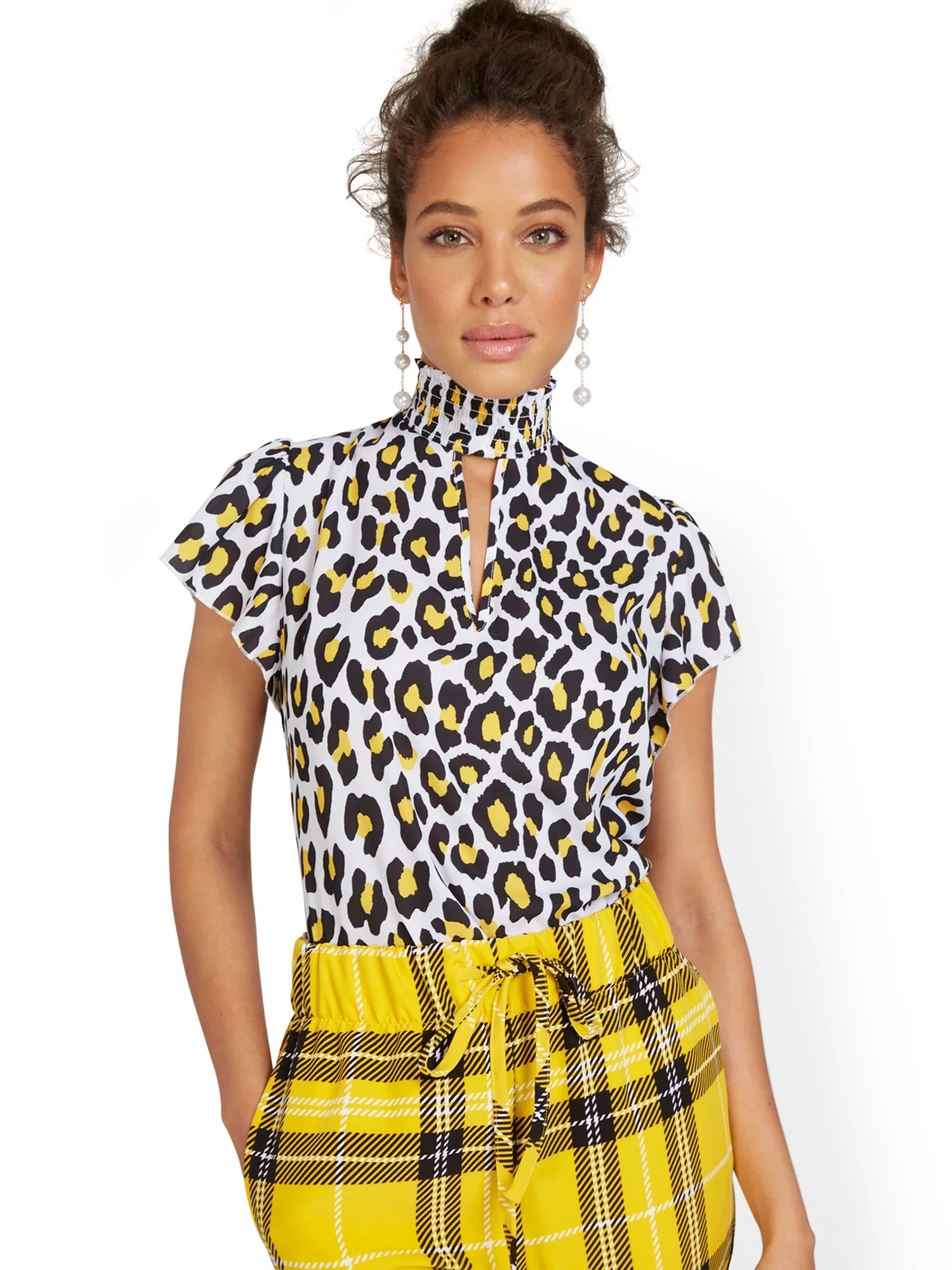 Leopard-Print Flutter-Sleeve Top - Image 2