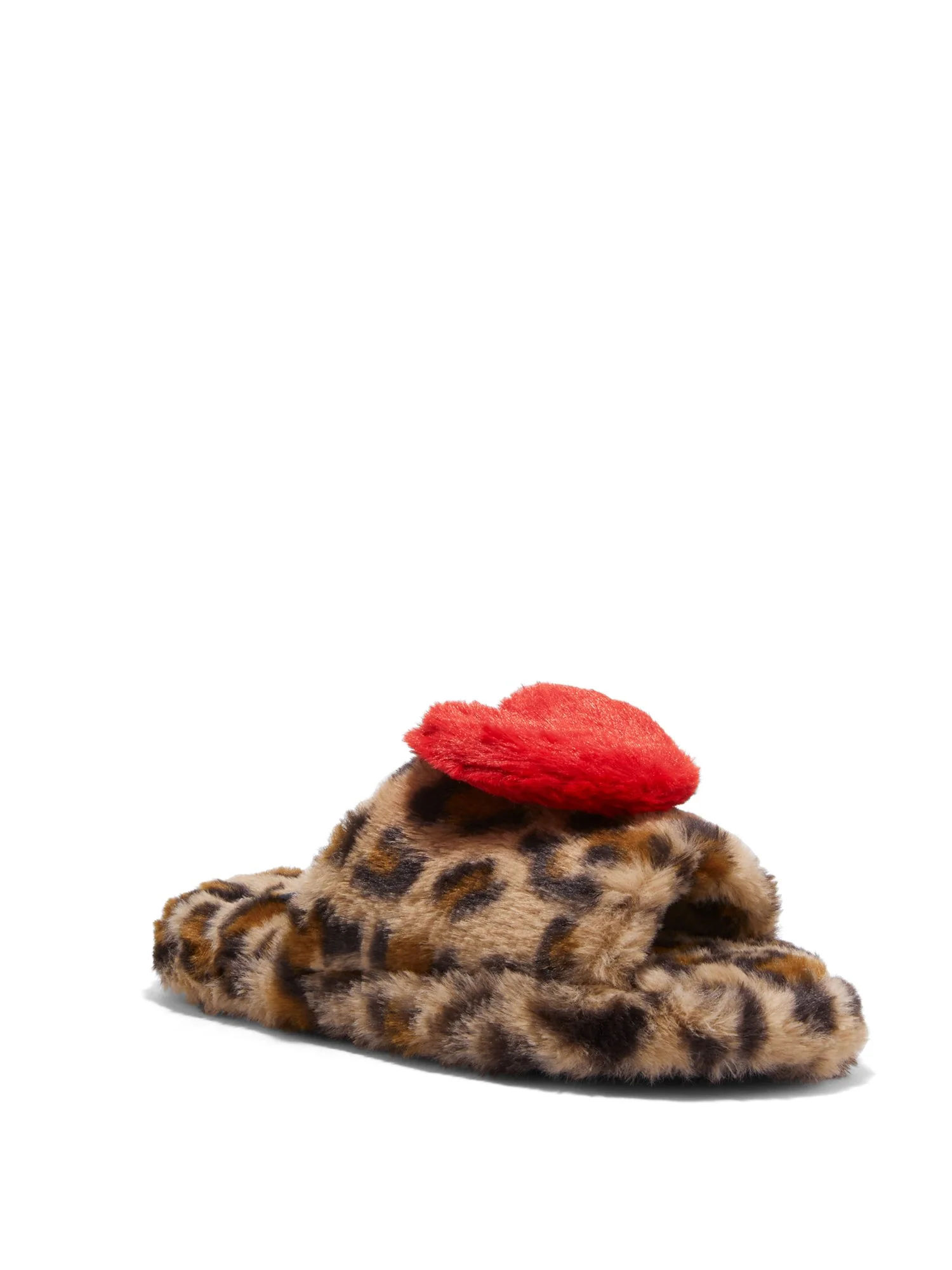 Leopard-Print Heart-Embroidered Slipper