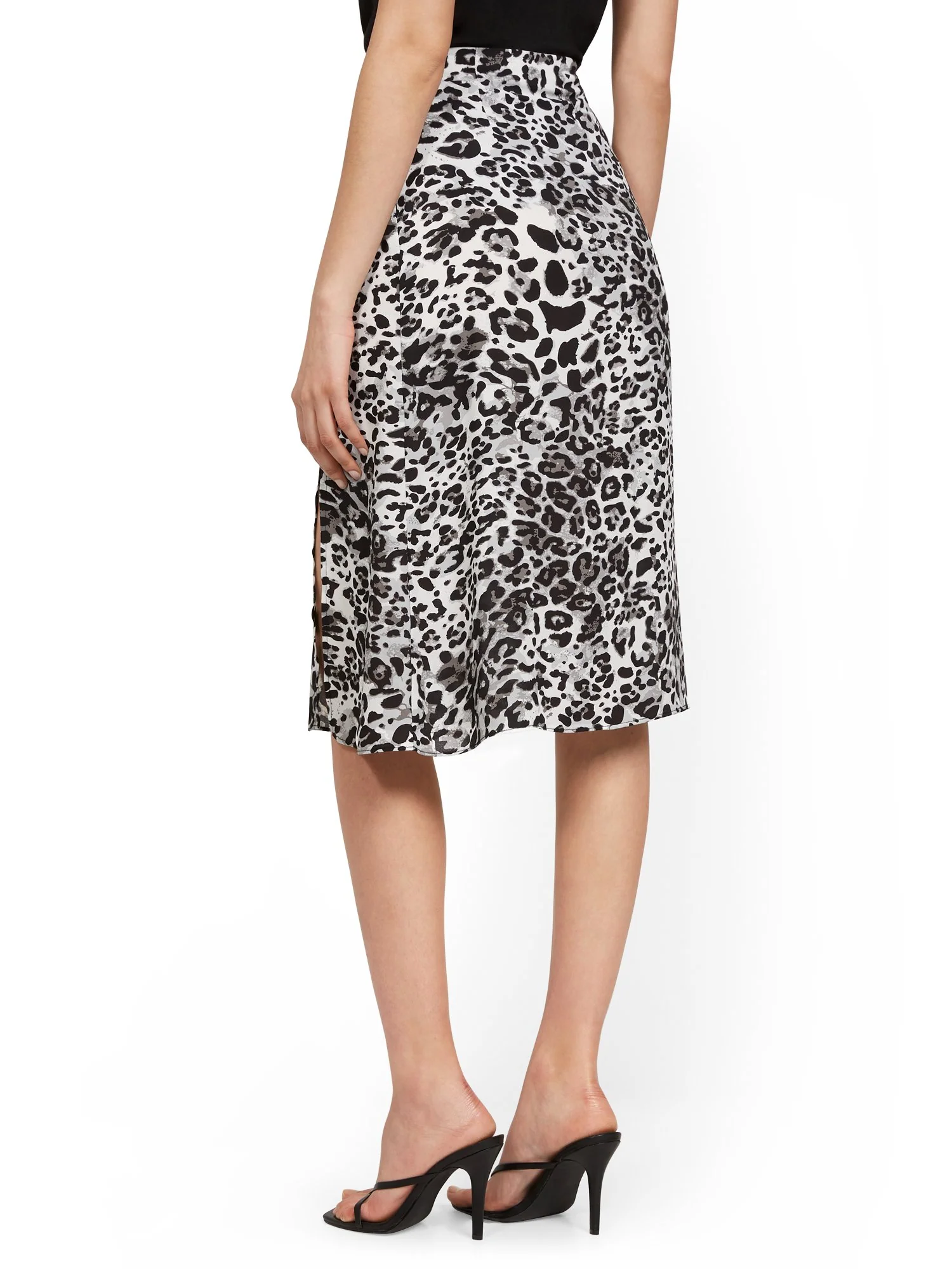 Leopard-Print High-Waisted Side-Slit Skirt - Image 3