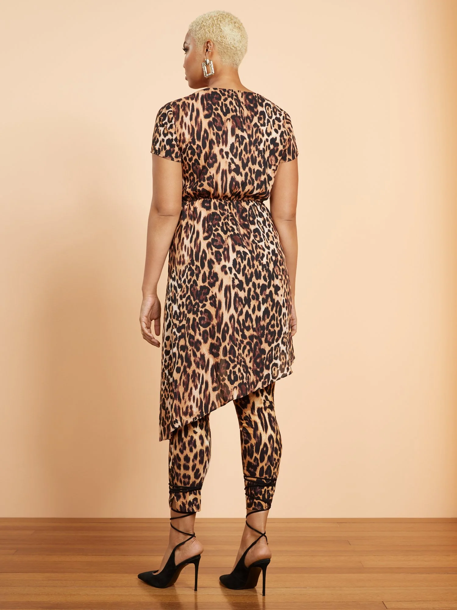 Leopard-Print Knotted Waist High-Low Top - Image 3