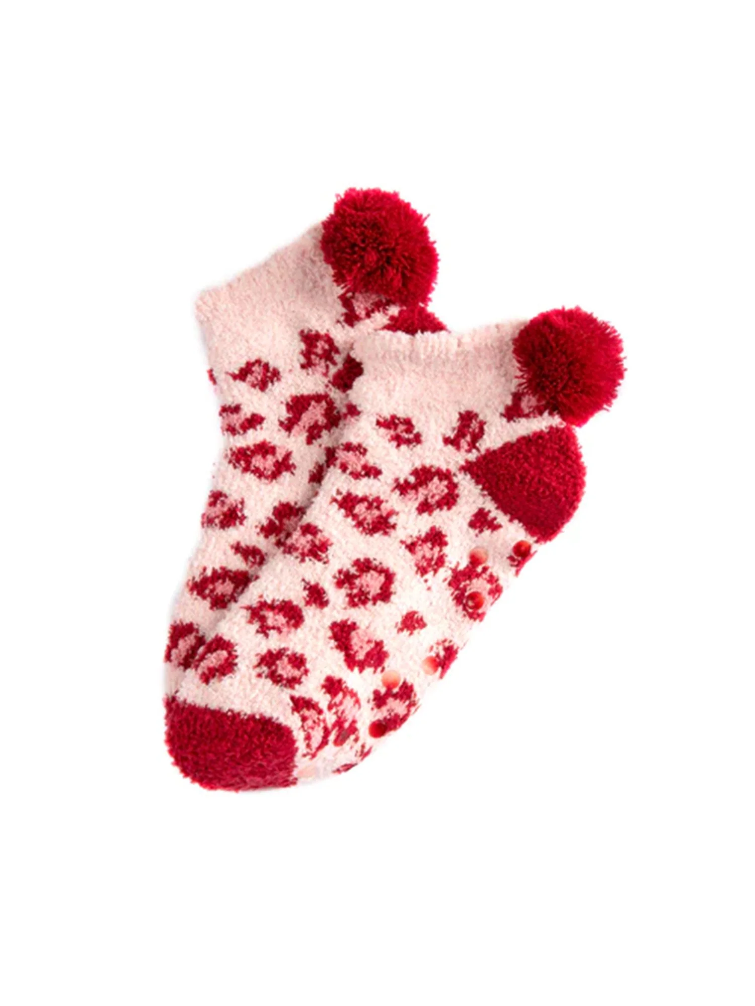 Shiraleah Leopard Print Plush Home Socks, Red - Brands We Love
