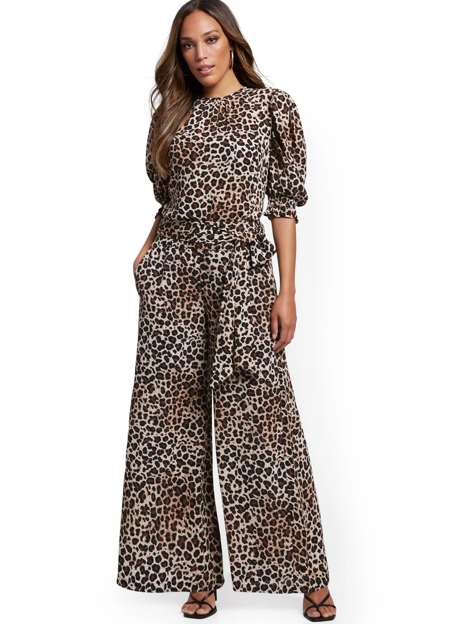 Leopard-Print Puff-Sleeve Blouse - Image 4