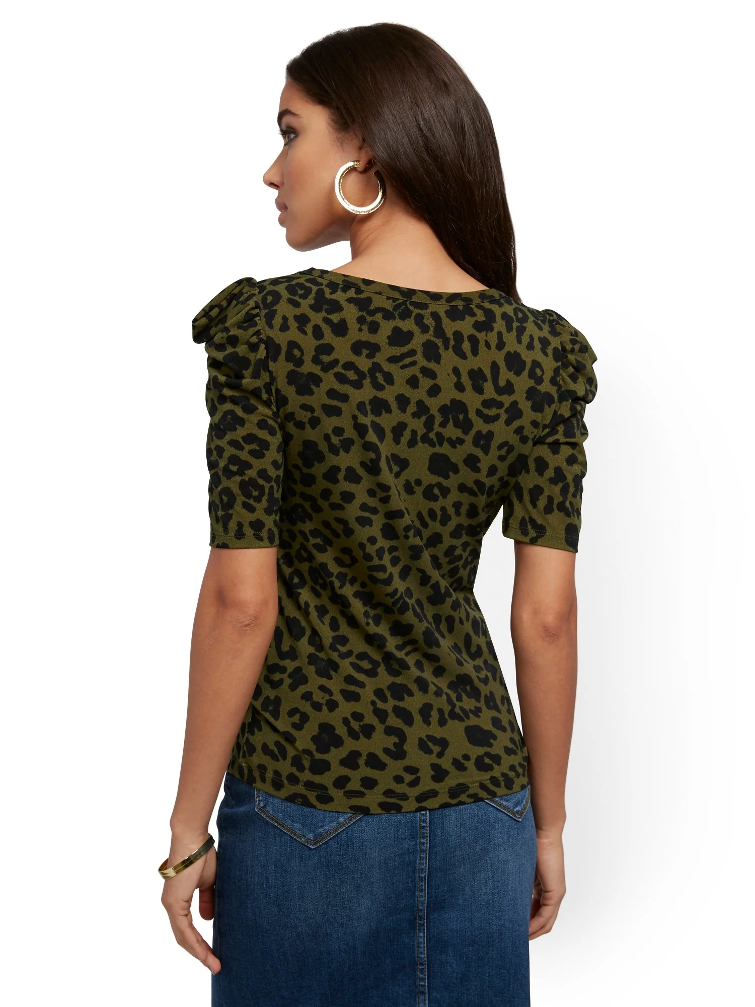 Leopard-Print Puff-Sleeve Top - Image 3