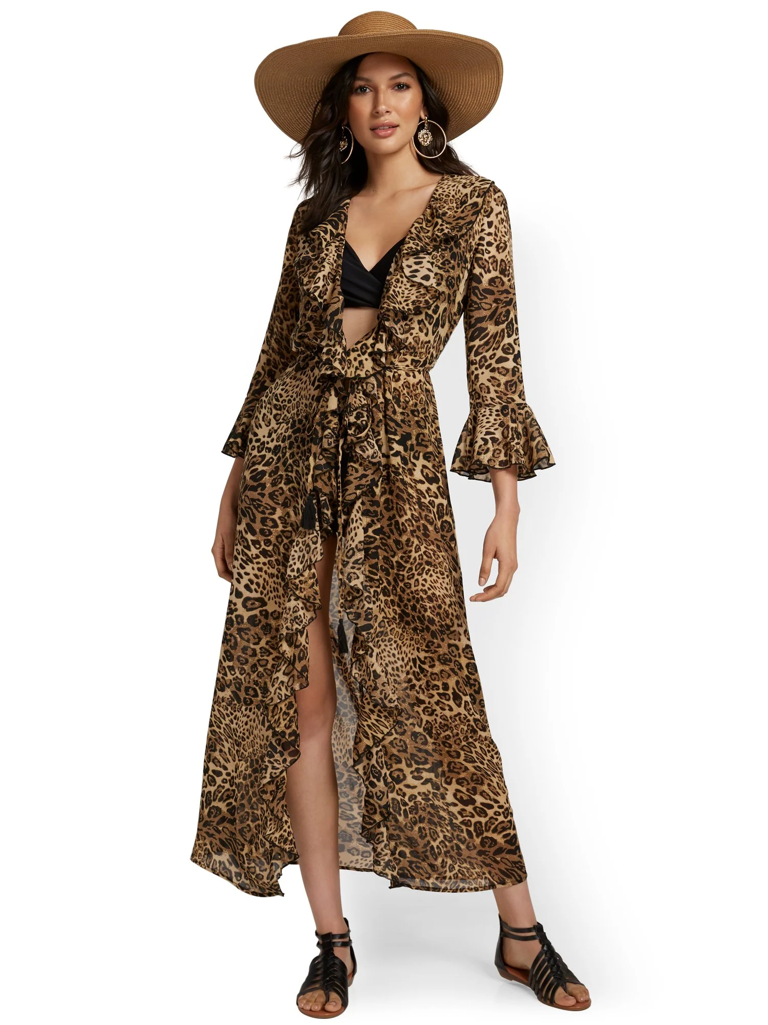 Leopard-Print Ruffle Maxi Coverup - NY&C Swimwear - Image 2