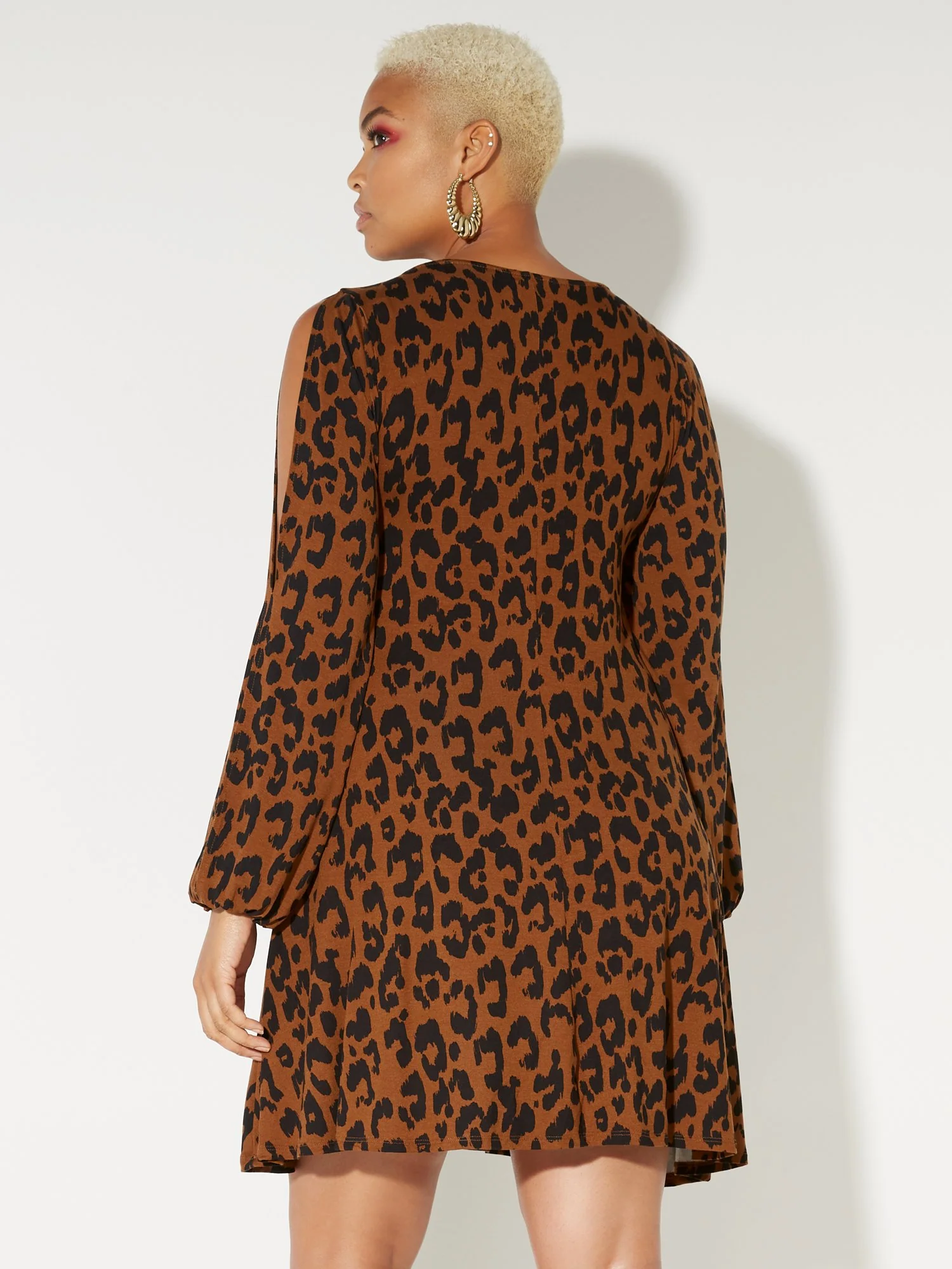 Leopard-Print Slit-Sleeve Dress - NY&C Style System - Image 3