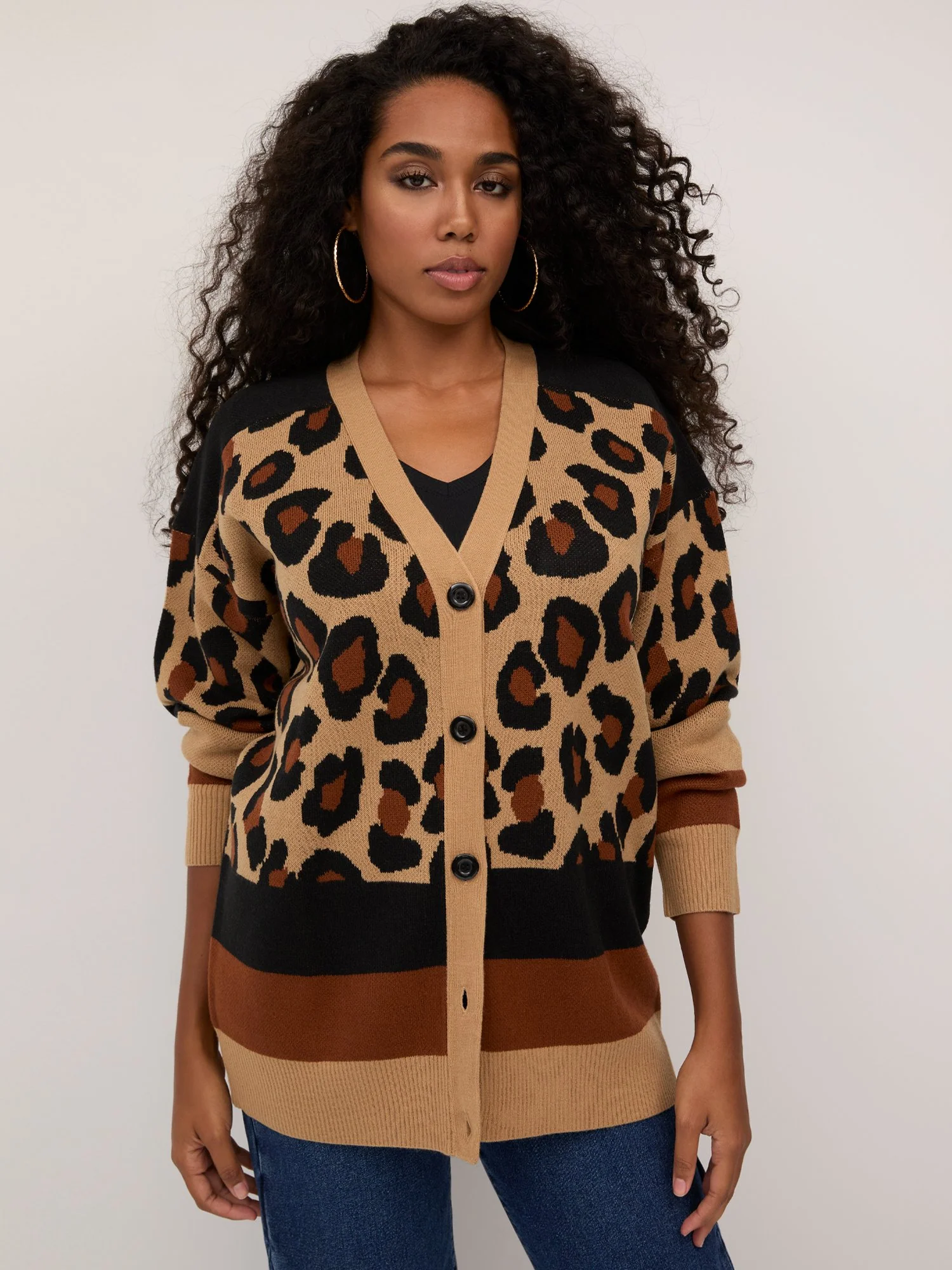 Leopard-Print Striped Cardigan - Image 2