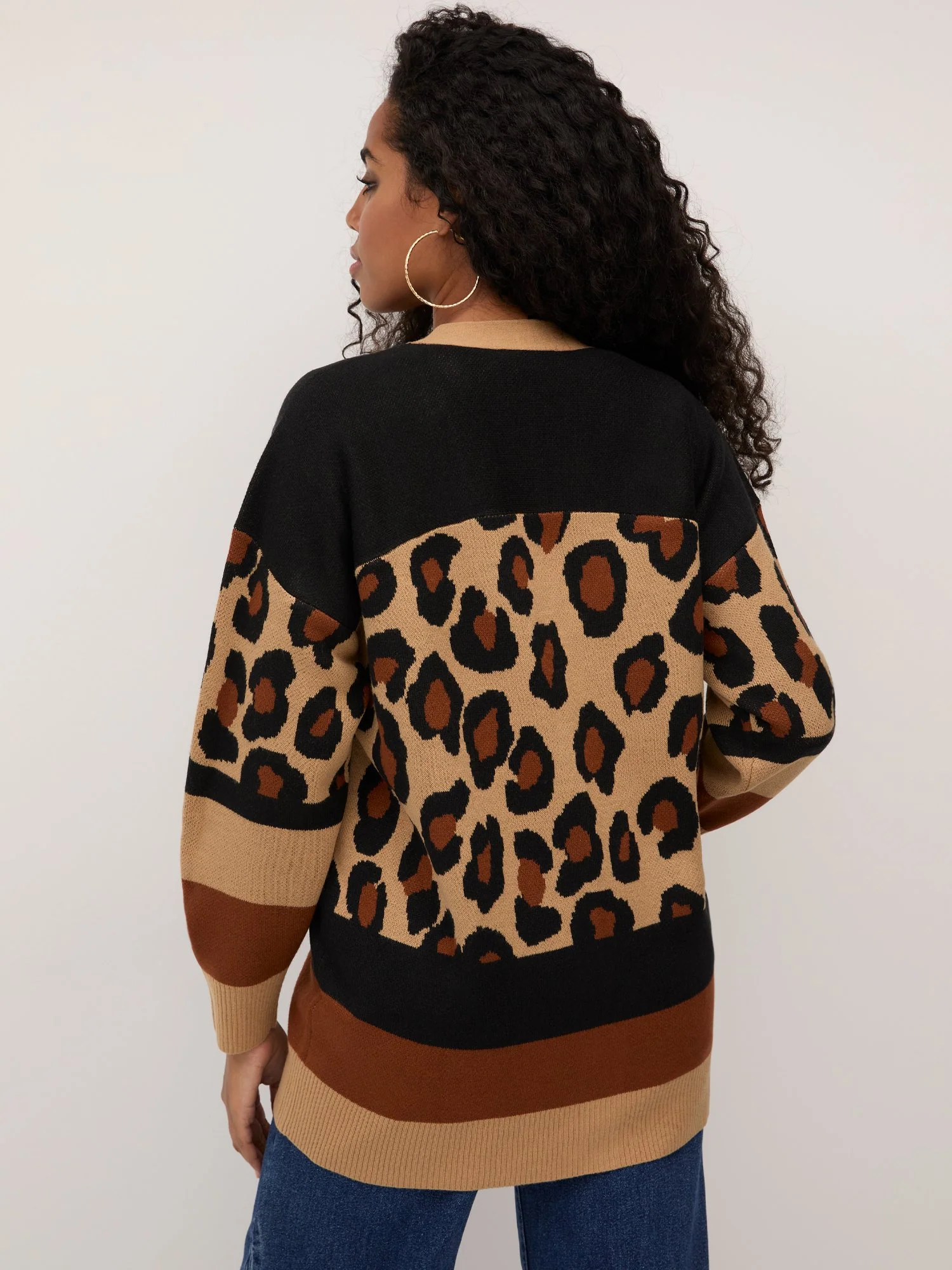 Leopard-Print Striped Cardigan - Image 3