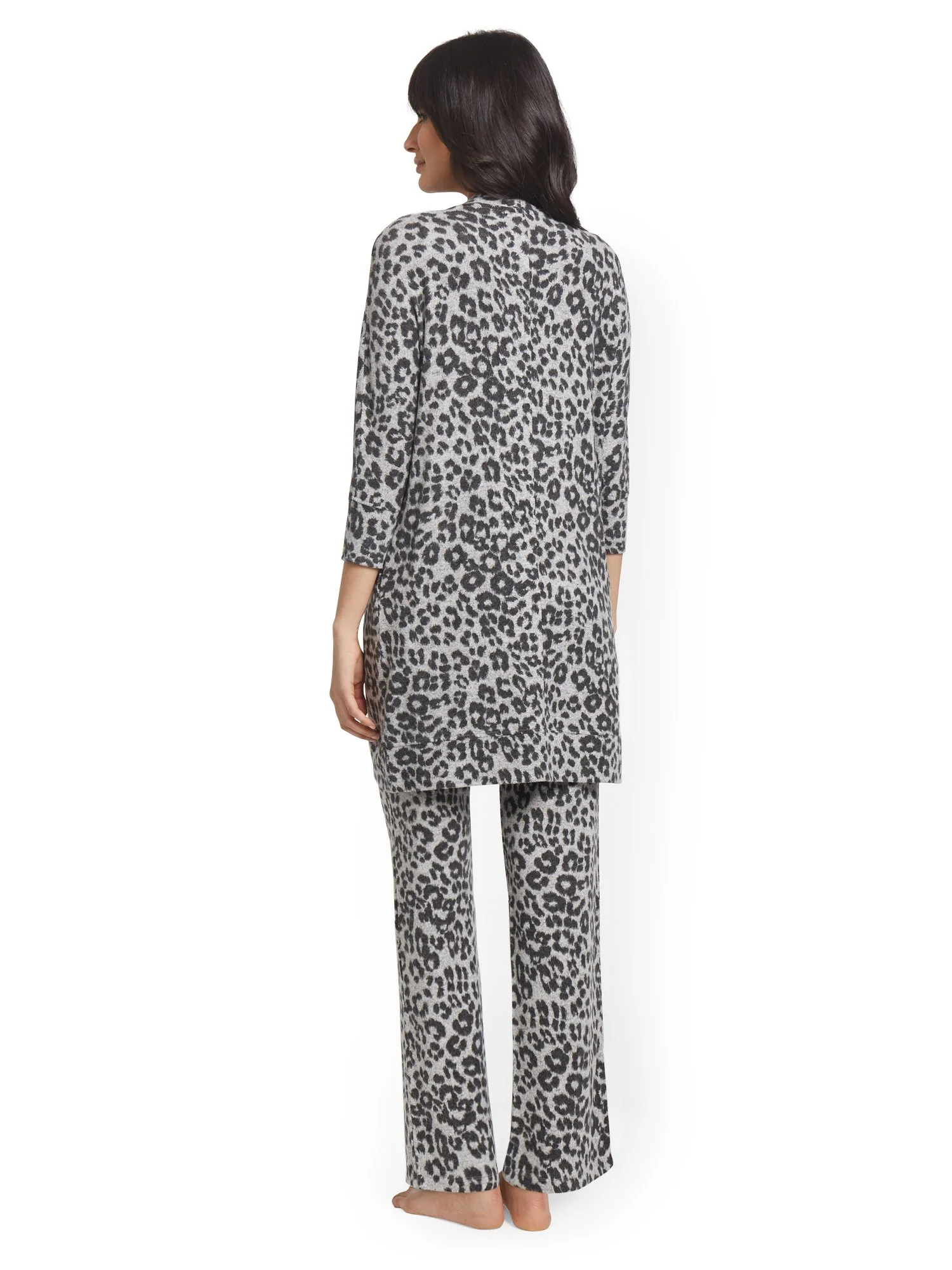 Leopard-Print Super-Soft Knit Duster Cardigan - Image 3