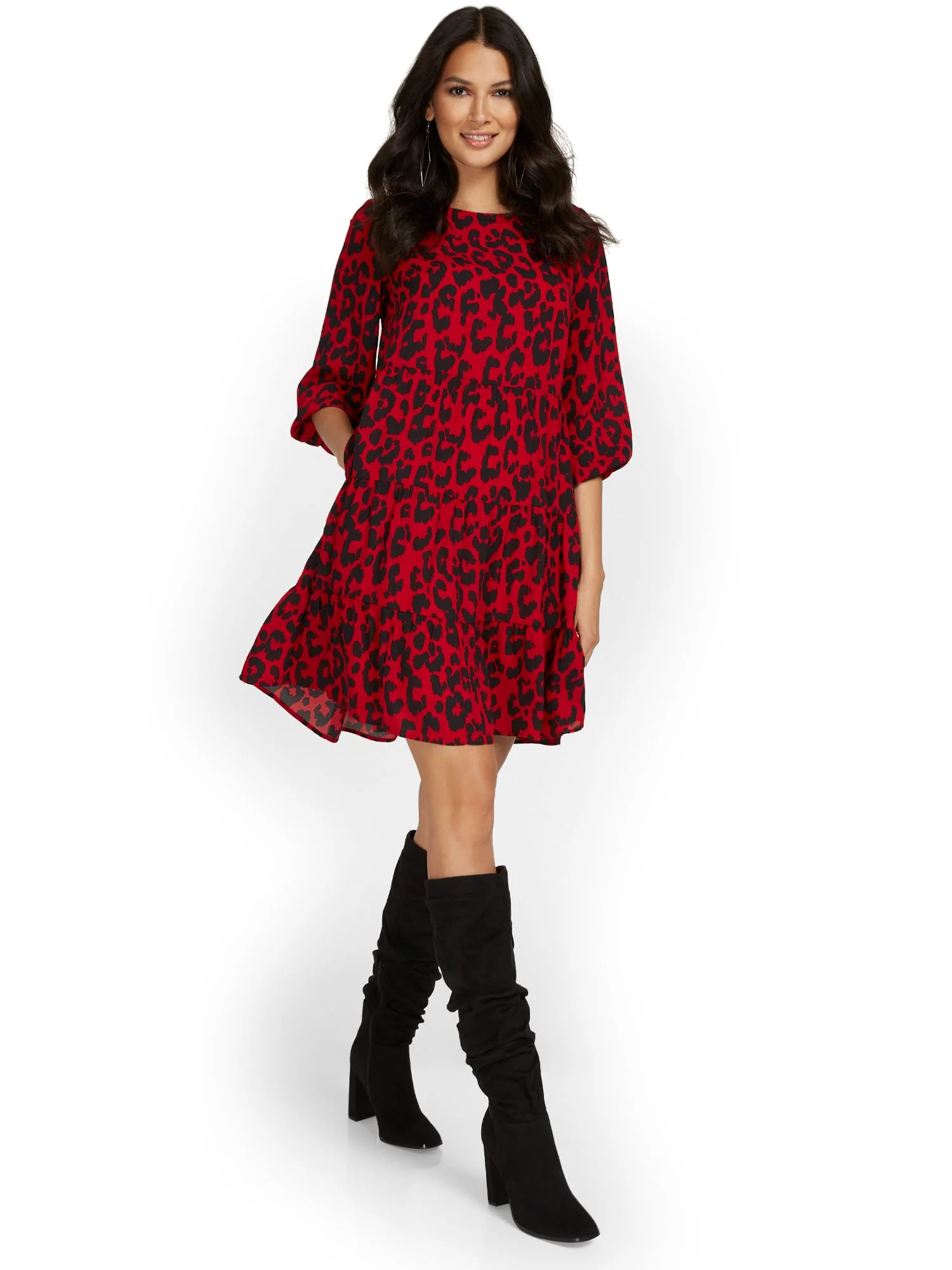Leopard-Print Tiered Shift Dress - Image 2