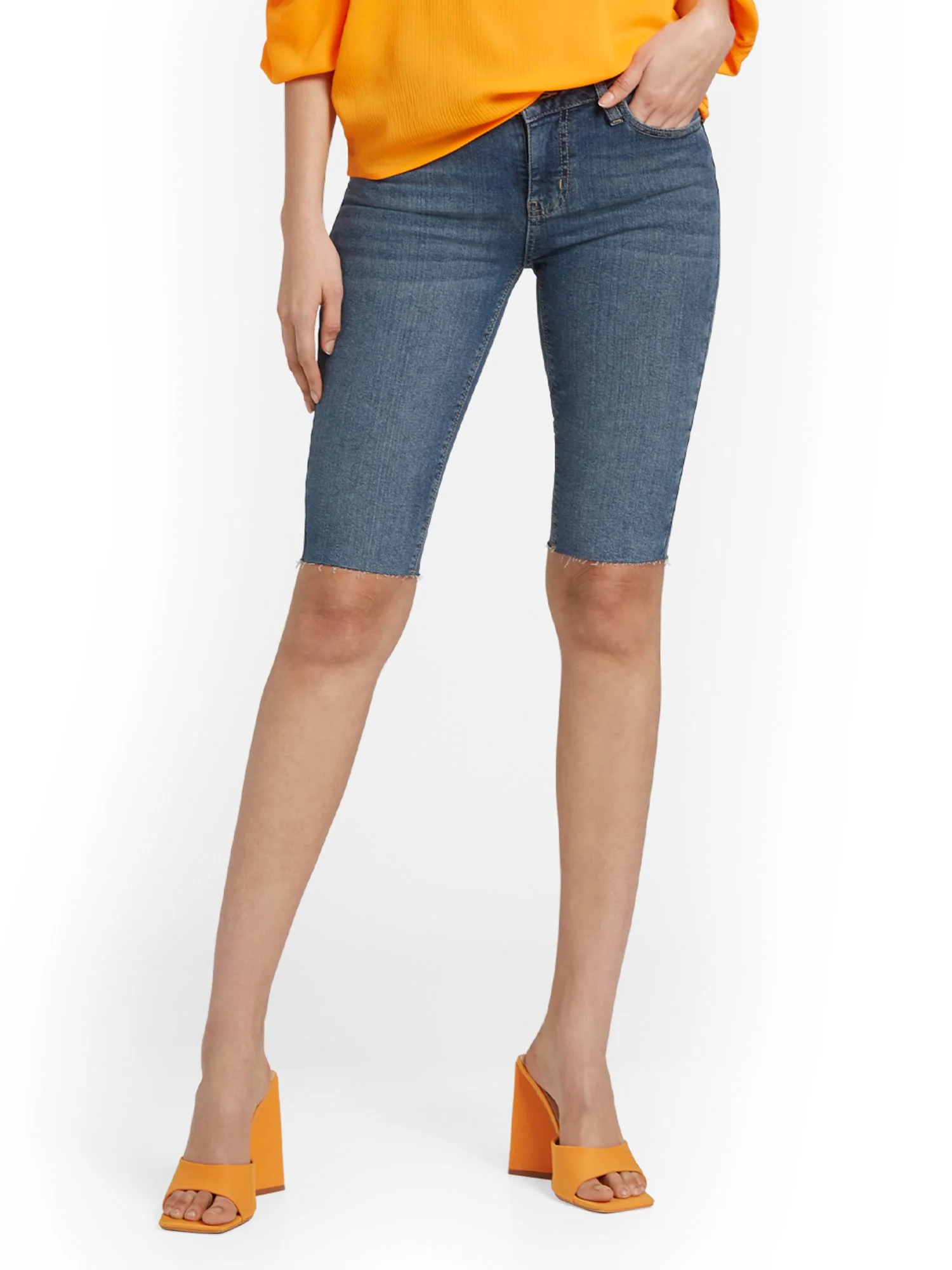 Lexi High-Waisted 13-Inch Bermuda Short - Medium Blue Wash - Image 2