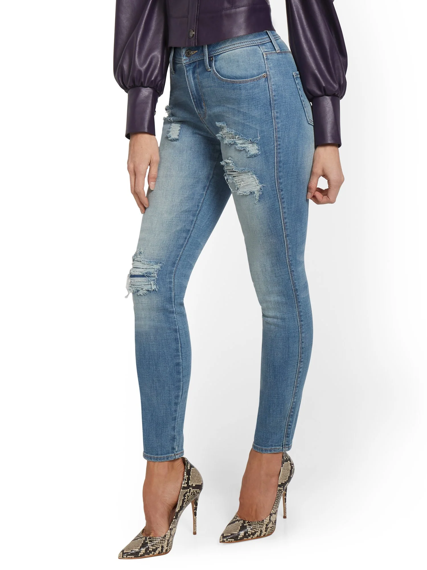 Lexi High-Waisted Distressed Super-Skinny Jeans