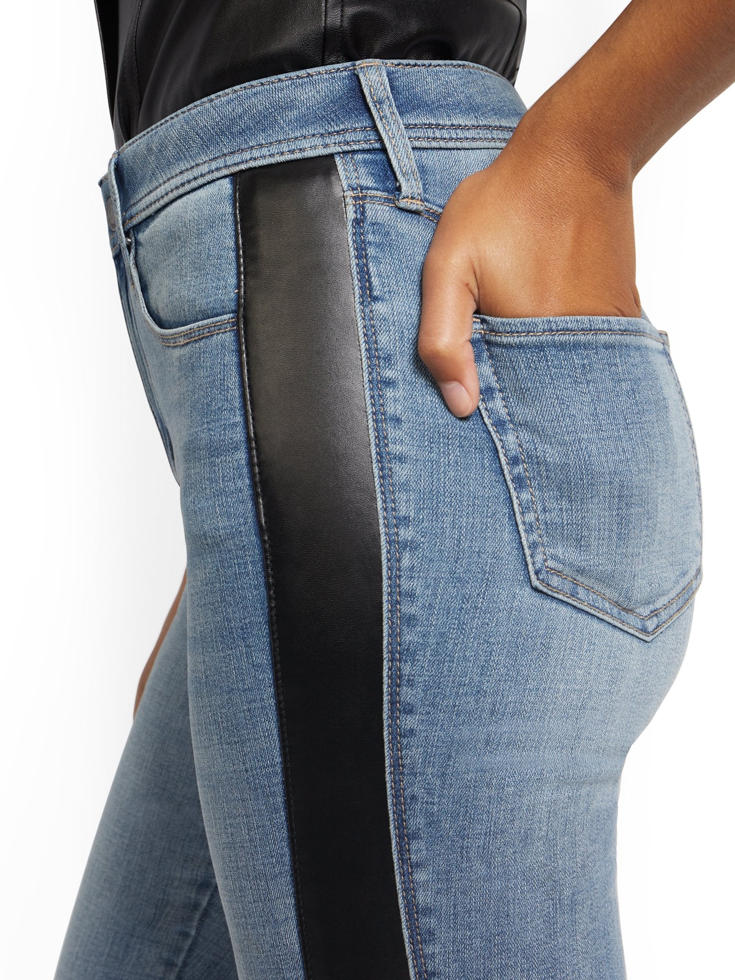 Lexi High-Waisted Super-Skinny Jeans - Faux-Leather Stripe - Image 4