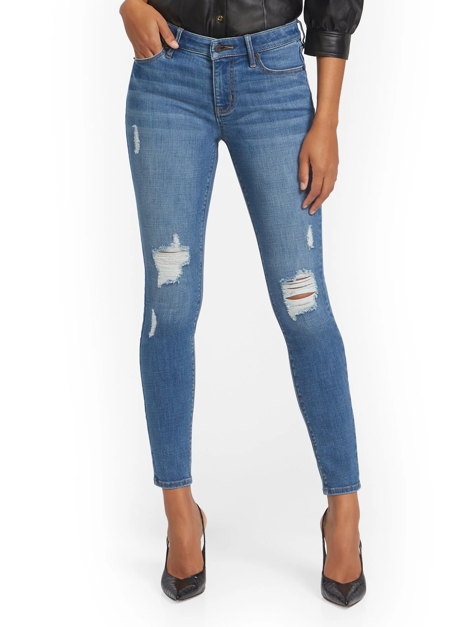 Lexi Mid-Rise Destroyed Super-Skinny Jeans - Fetching Wash - Image 2