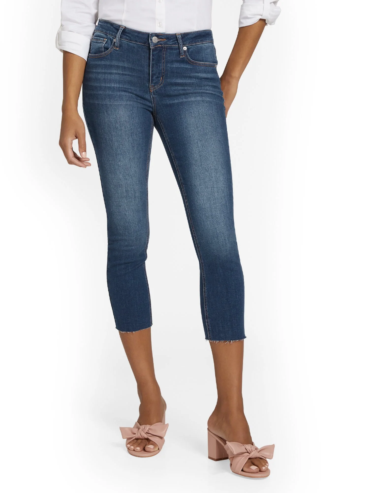 Lexi Mid-Rise Super-Skinny Capri Jeans - Dark Blue Wash - Image 2