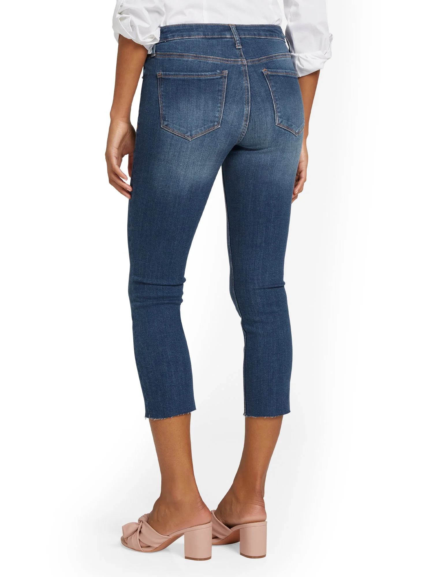 Lexi Mid-Rise Super-Skinny Capri Jeans - Dark Blue Wash - Image 3
