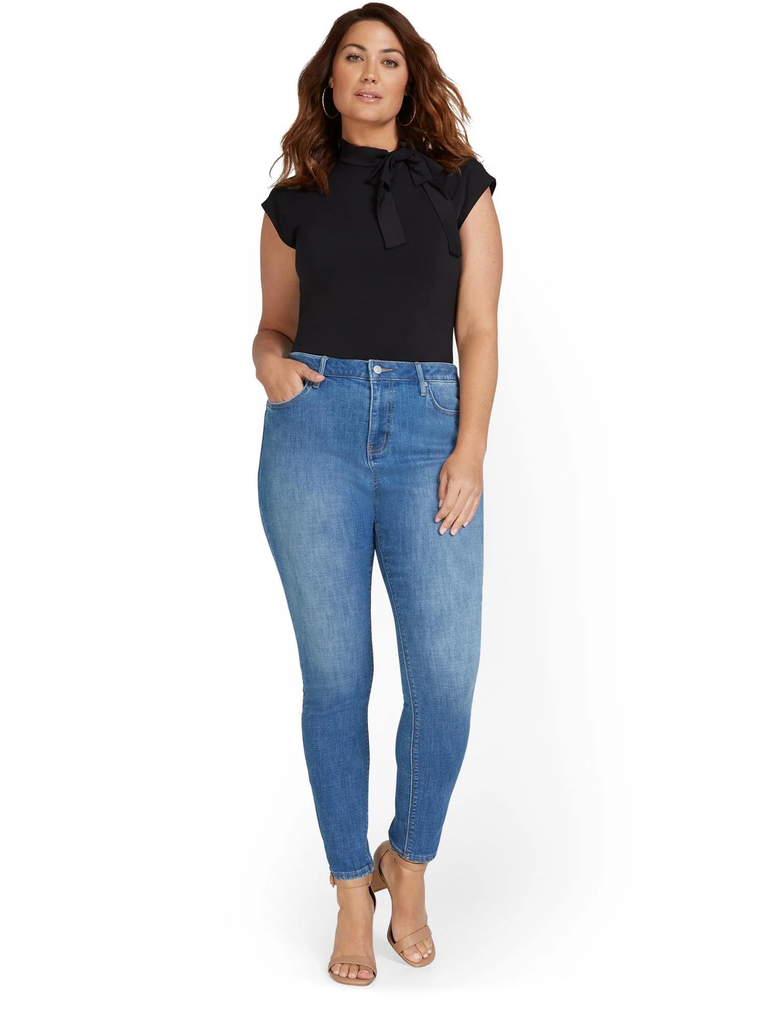 Lexi Mid-Rise Super-Skinny Jeans - Medium Wash