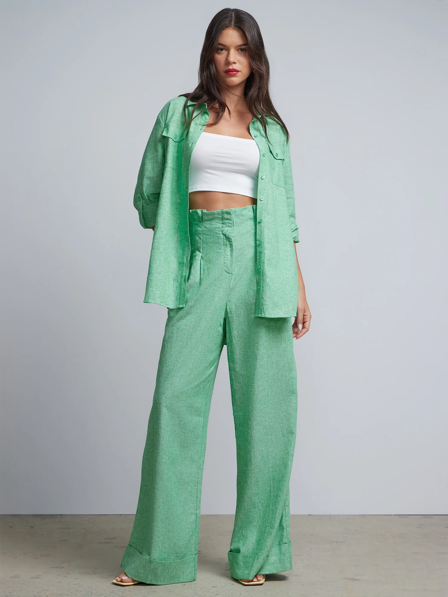 Linen-Blend Boyfriend Button-Front - NY&C Madison Shirt® - Image 15