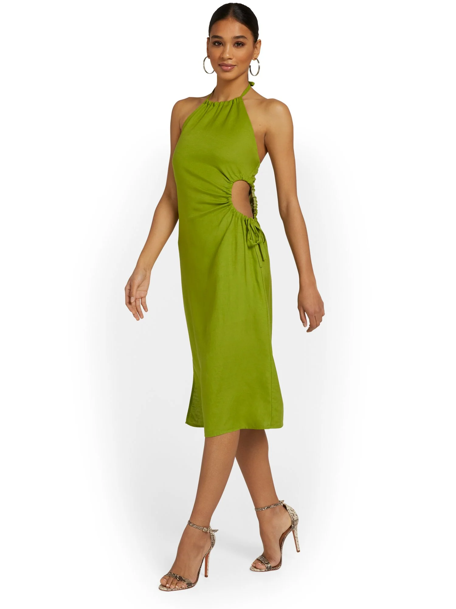 Crescent Linen-Blend Cut-Out Dress - Brands We Love - Image 5