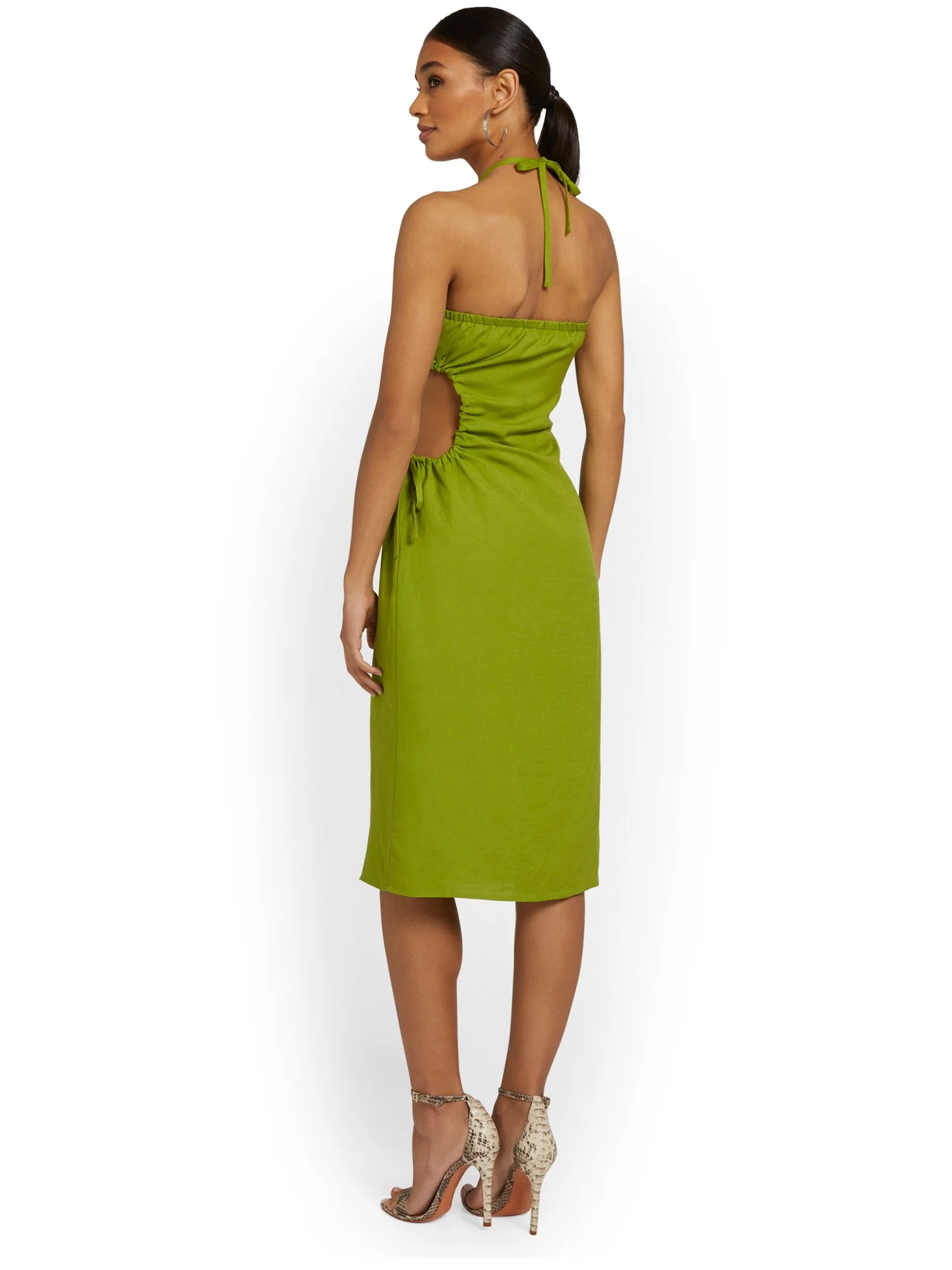 Crescent Linen-Blend Cut-Out Dress - Brands We Love - Image 6