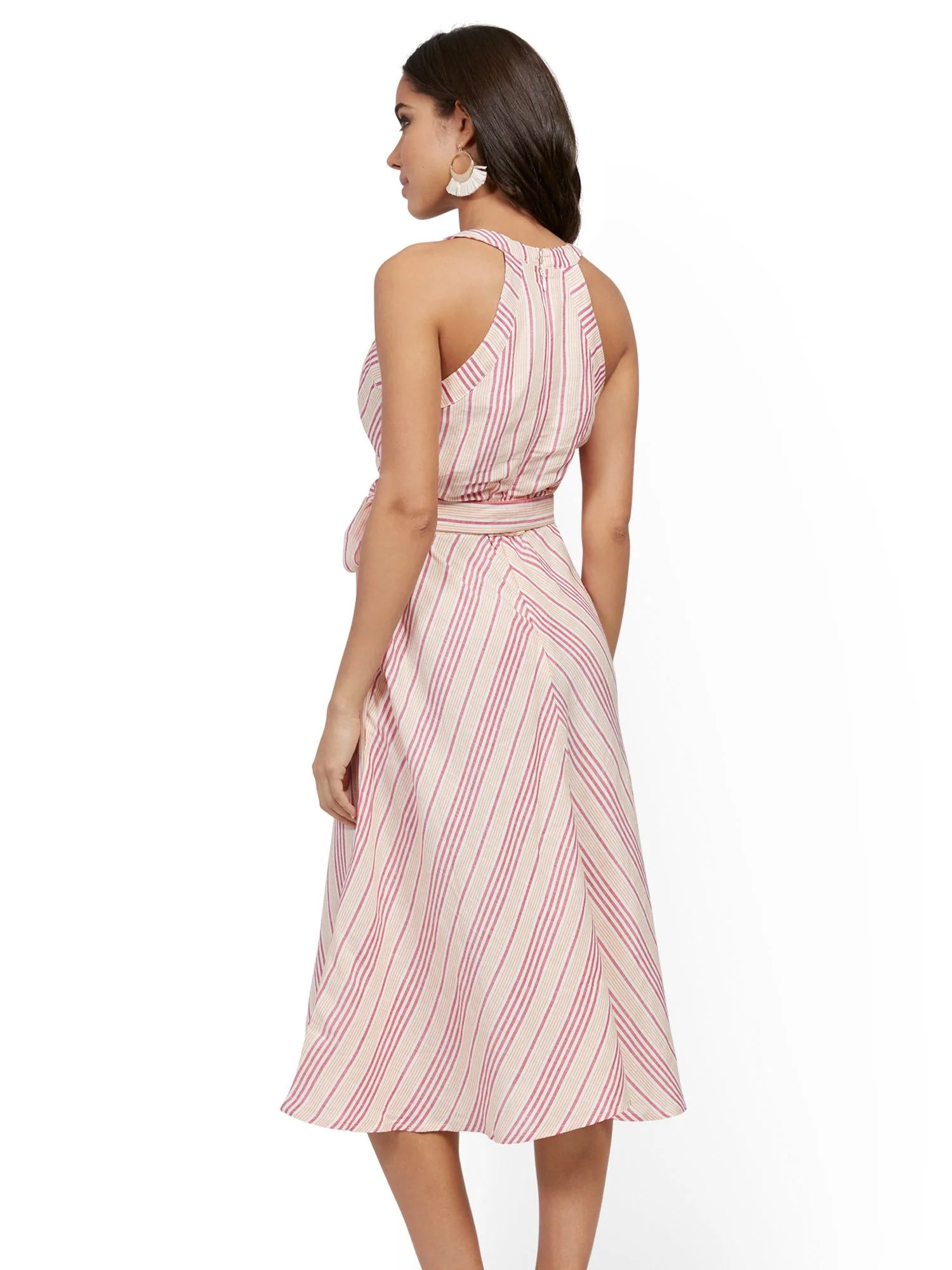 Linen Blend Halter Fit and Flare Dress - Image 3