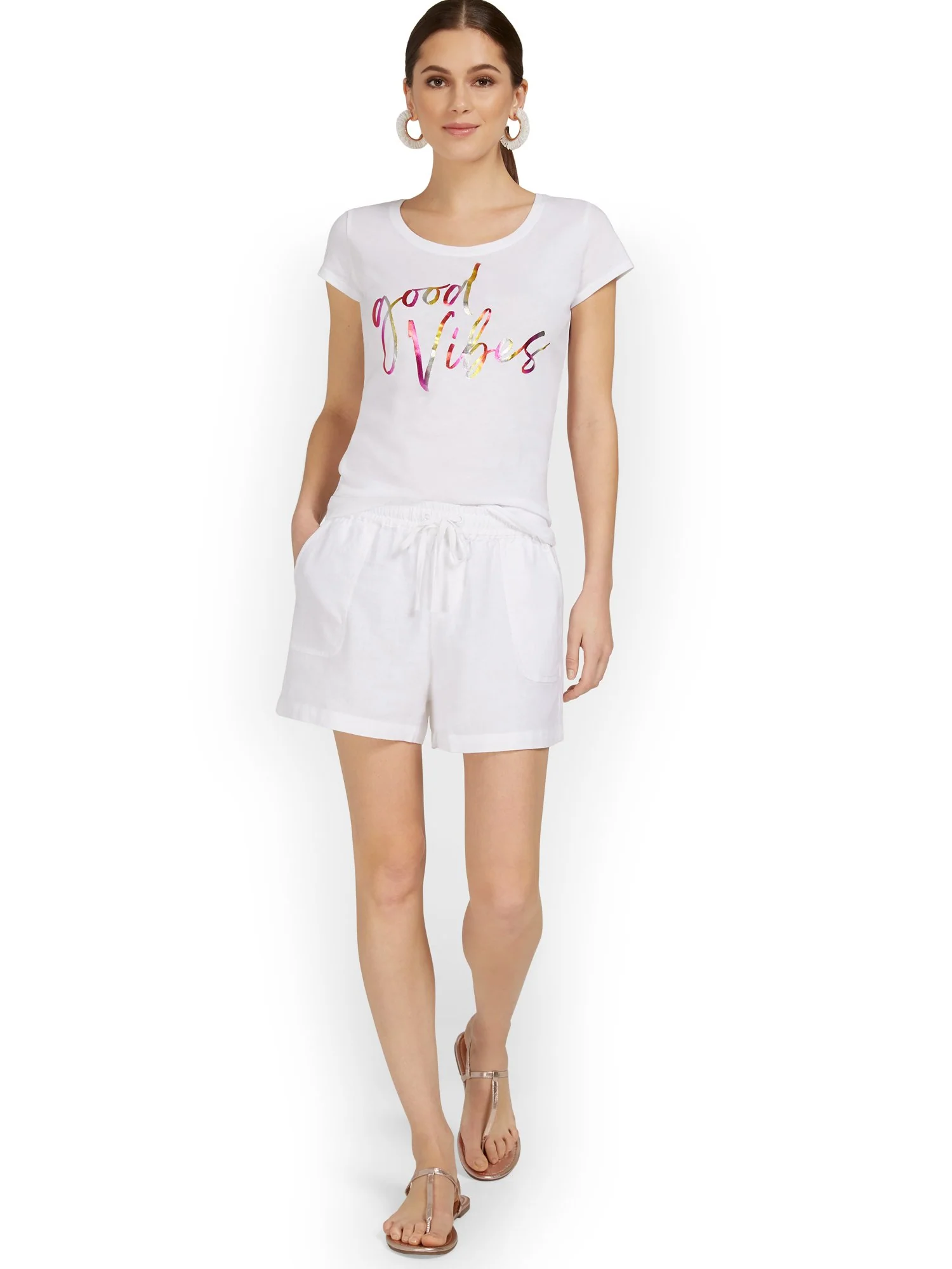 Linen-Blend High-Waisted Drawstring Short - Image 4