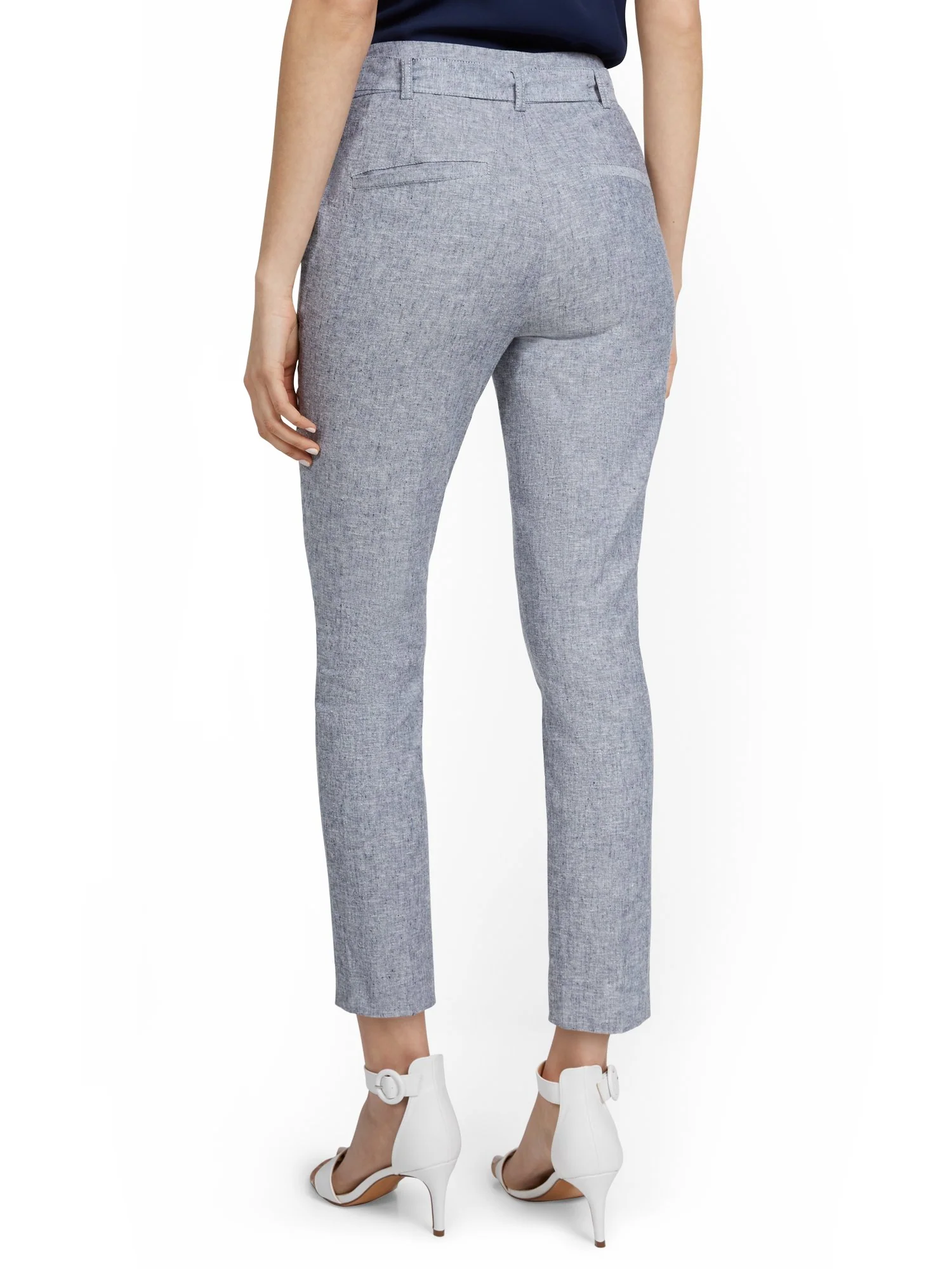 Linen-Blend High-Waisted O-Ring Belt Ankle Pant - Image 8