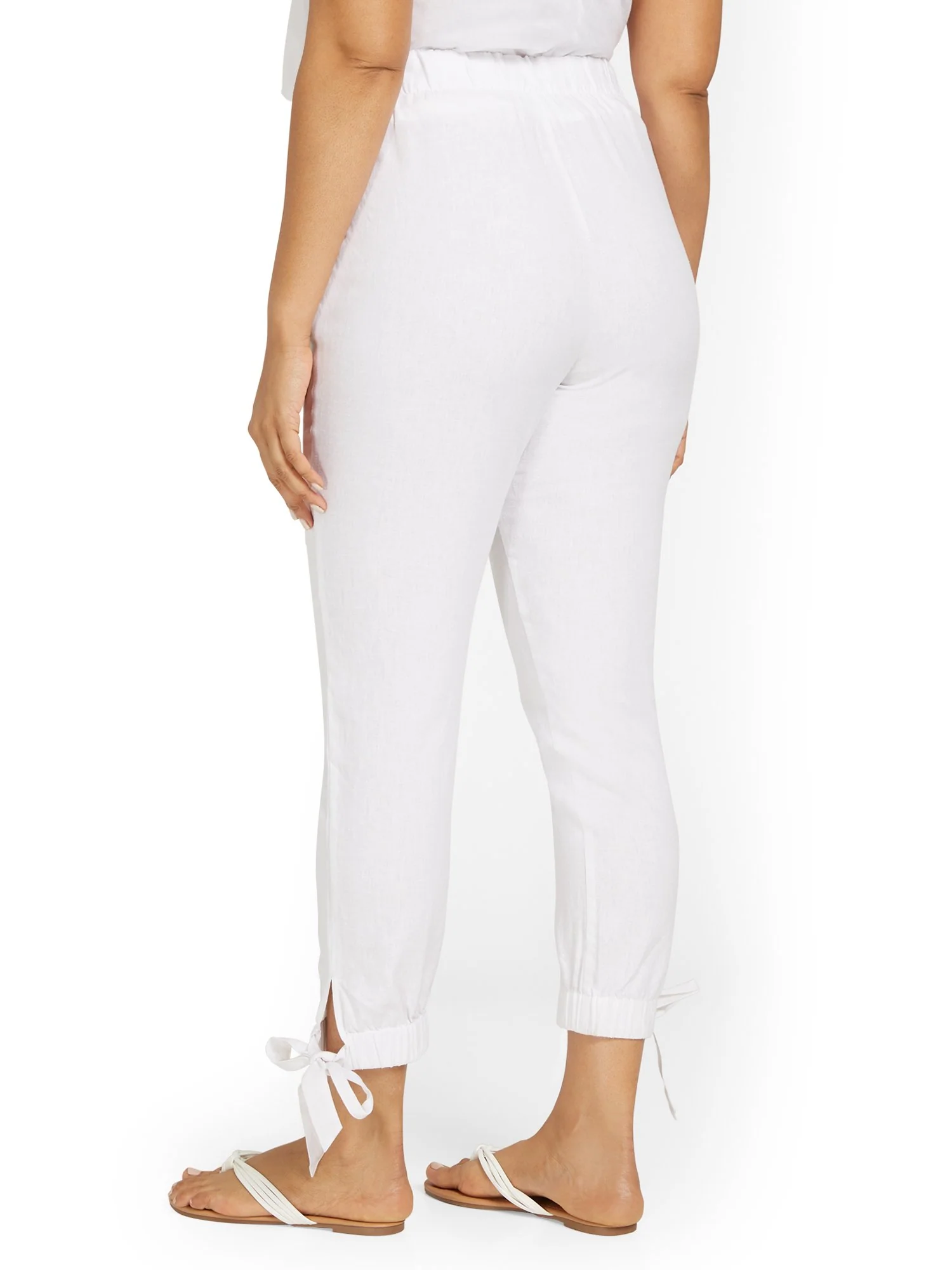 Linen-Blend High-Waisted Side-Slit Jogger Pant - Image 3