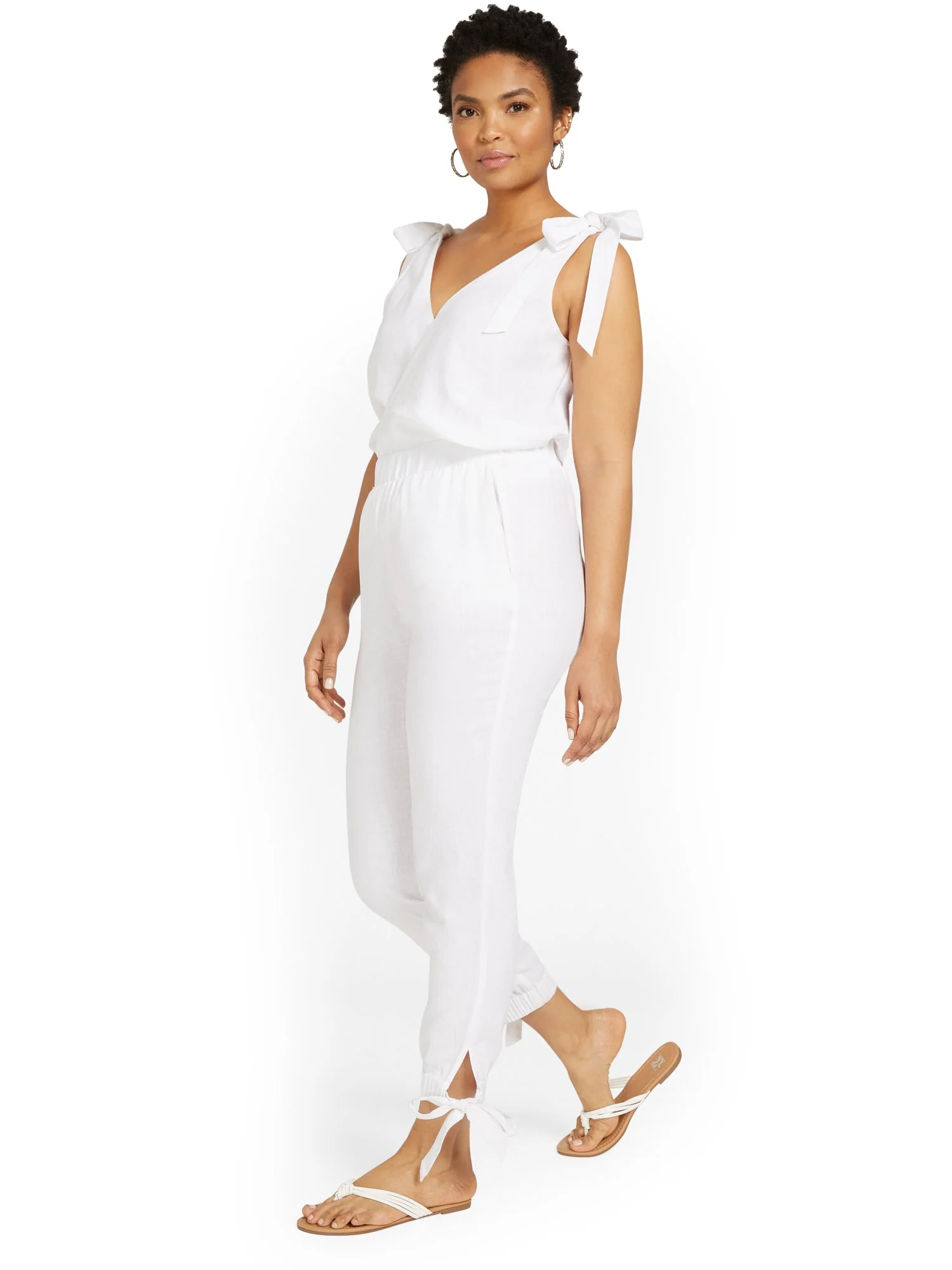 Linen-Blend High-Waisted Side-Slit Jogger Pant - Image 4