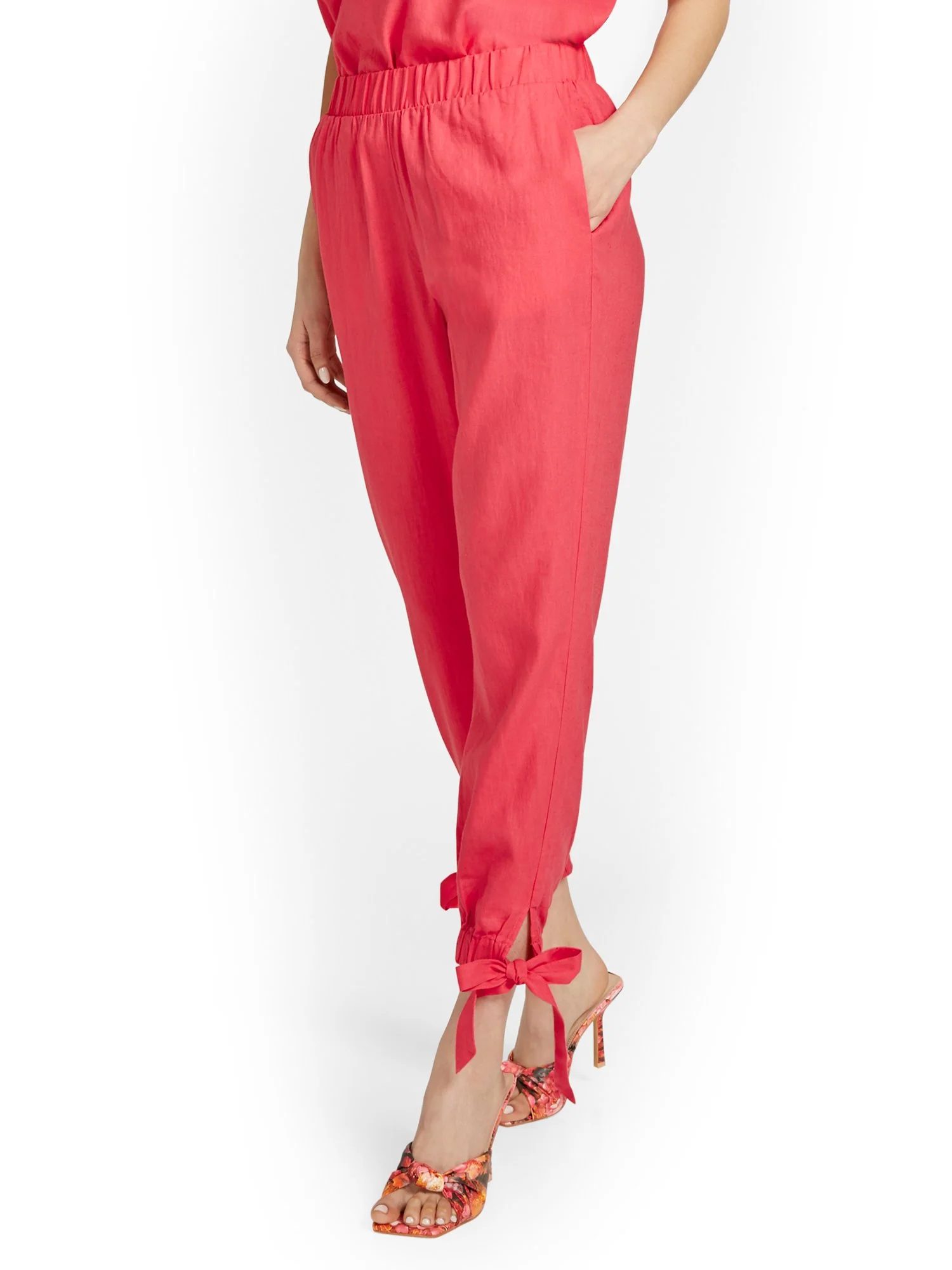 Linen-Blend High-Waisted Side-Slit Jogger Pant - Image 6