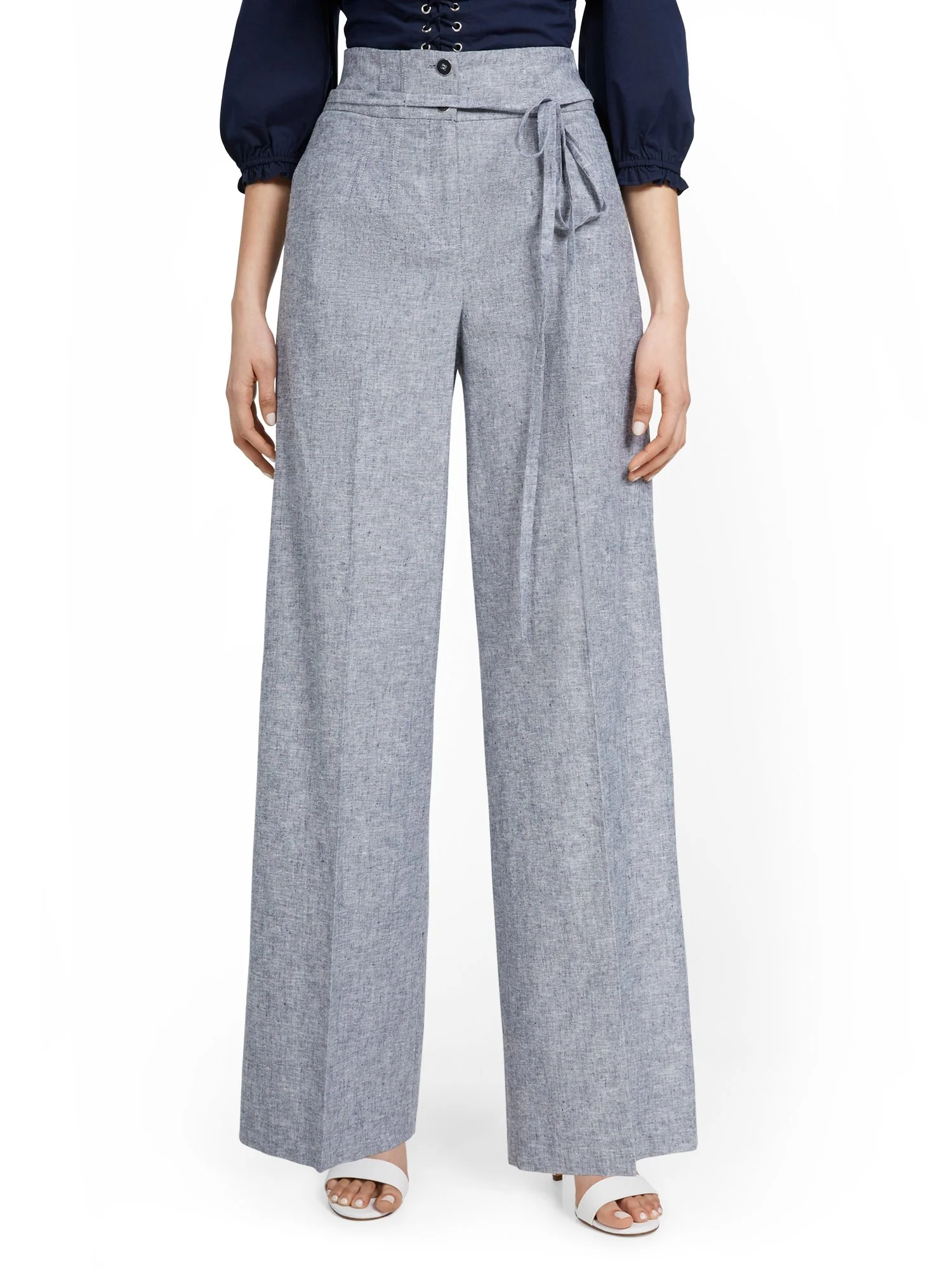 Linen-Blend High-Waisted Tie-Front Wide-Leg Pant - Image 8