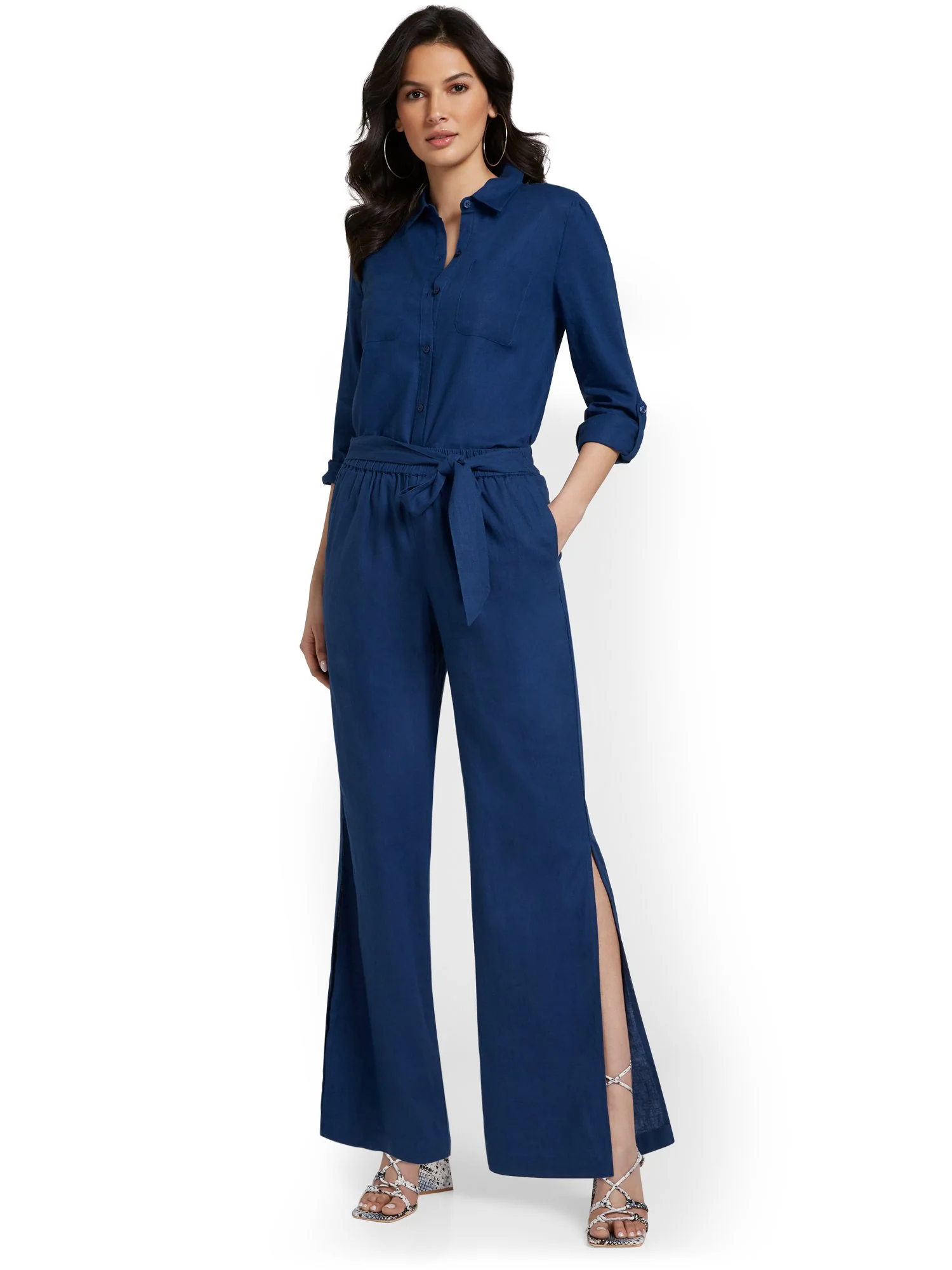 Linen-Blend High-Waisted Wide-Leg Pant - Image 3
