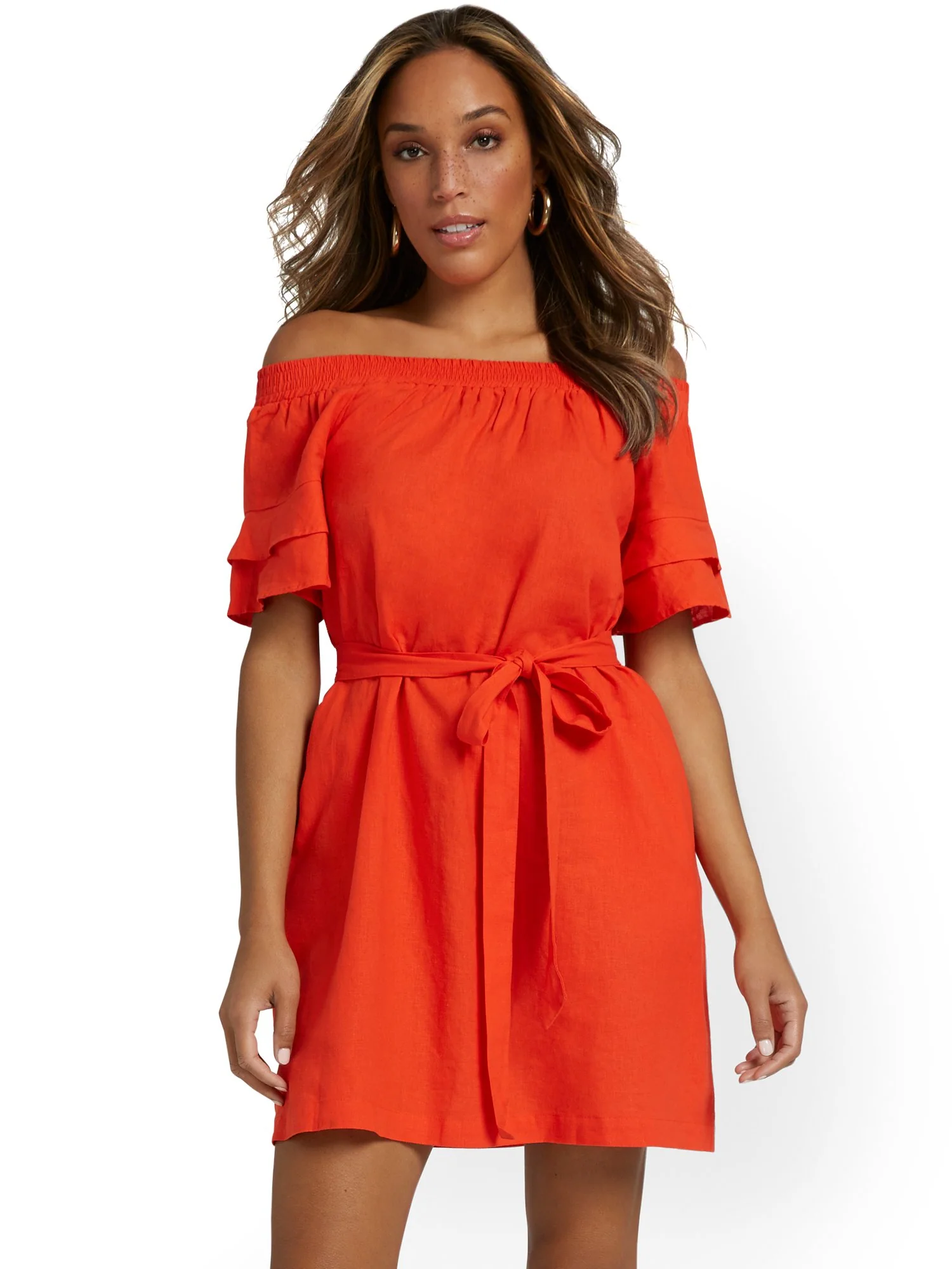 Linen-Blend Off-The-Shoulder Dress - Image 7