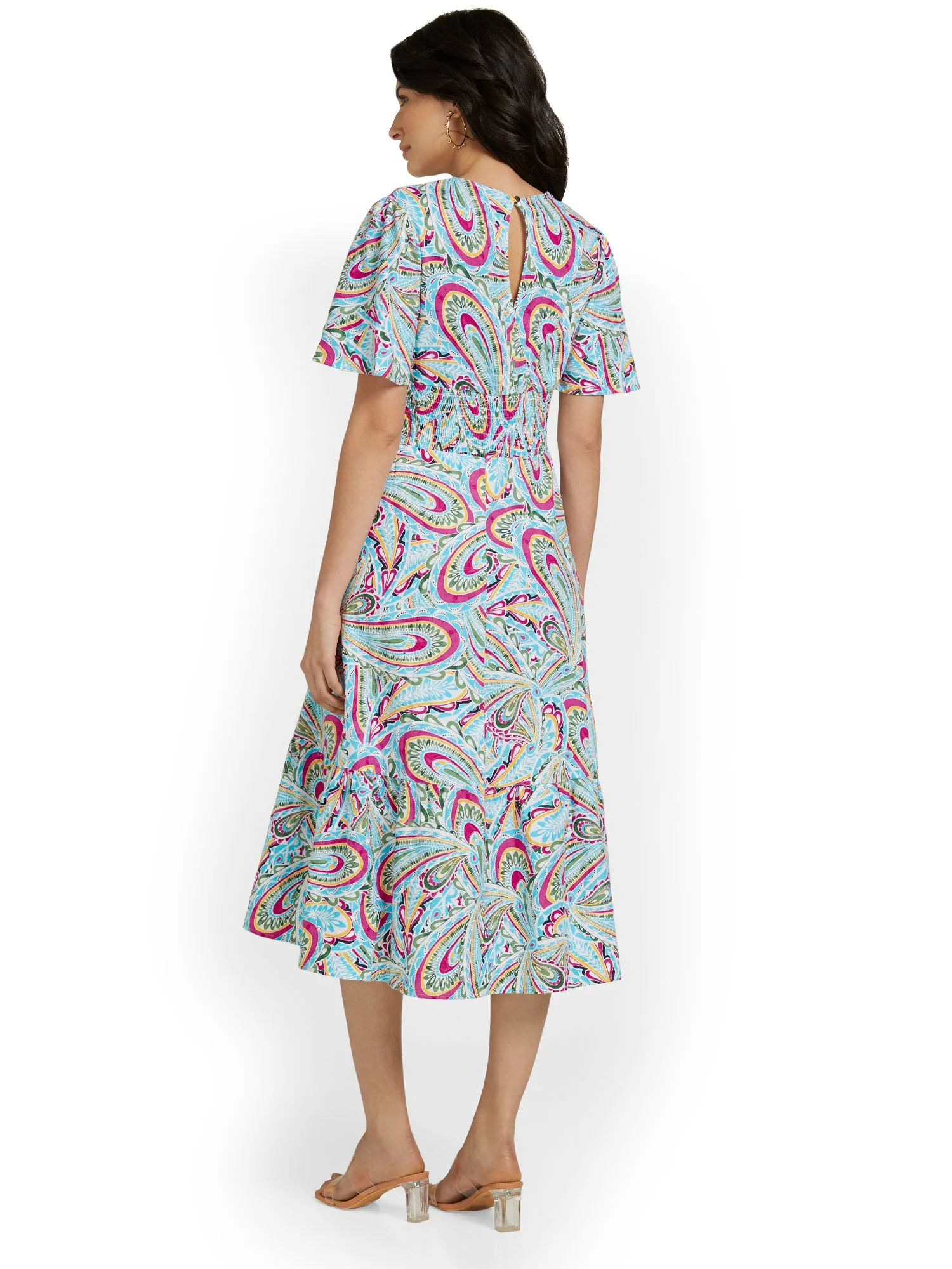 Linen-Blend Paisley Midi Dress - Image 3