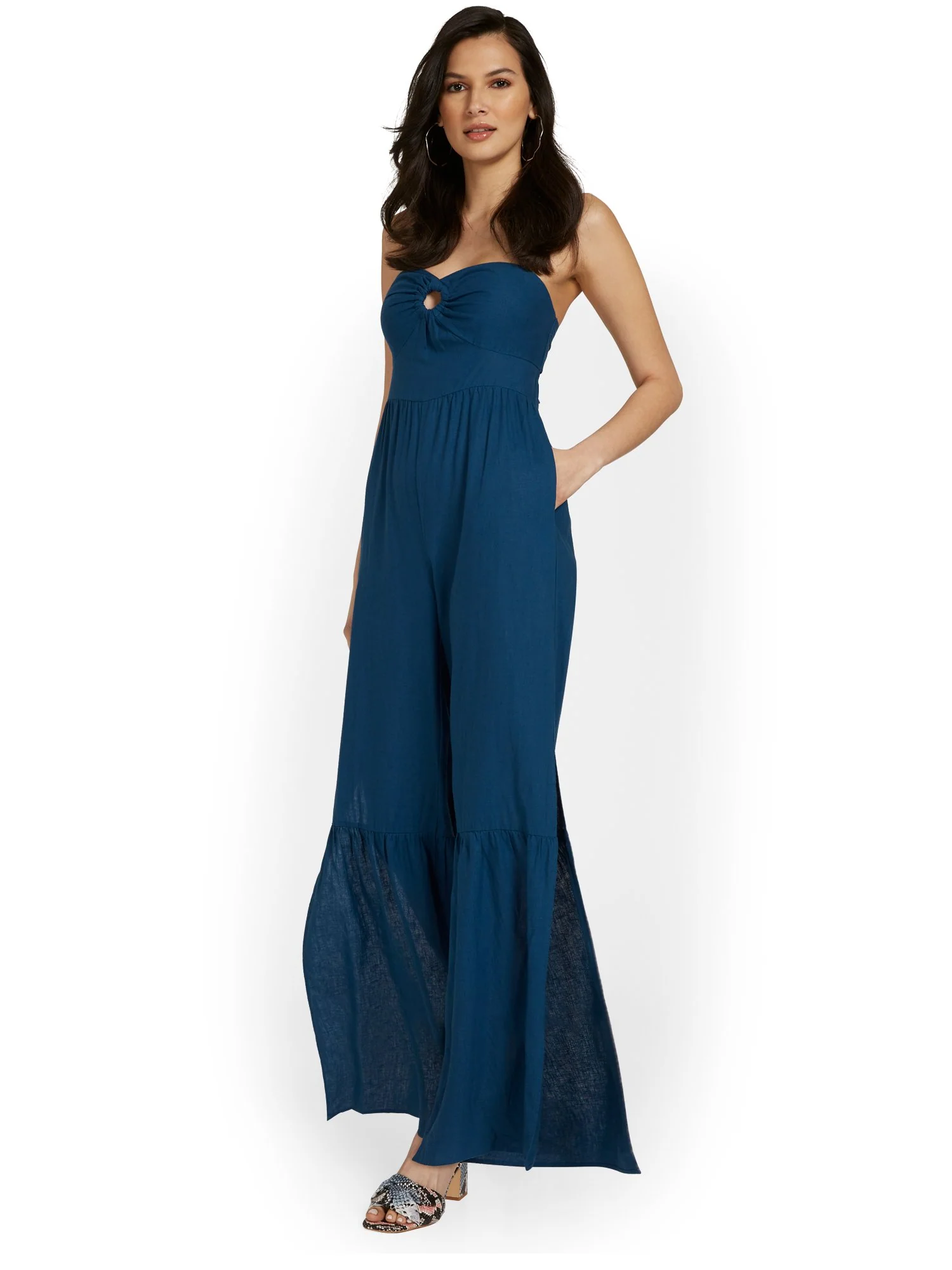 Linen-Blend Strapless Tie-Back Jumpsuit - Image 7