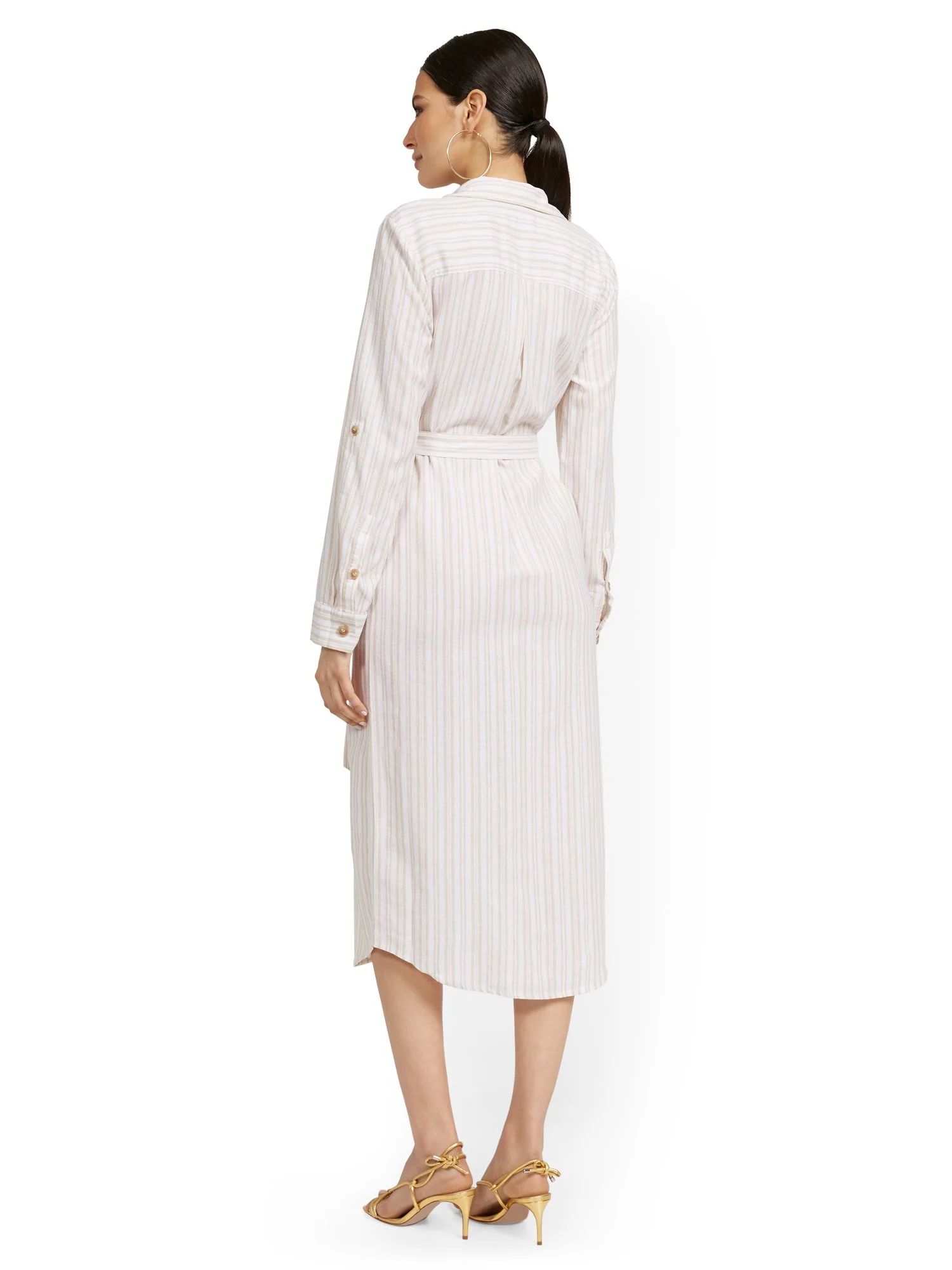 Linen-Blend Stripe Midi Shirtdress - Image 3