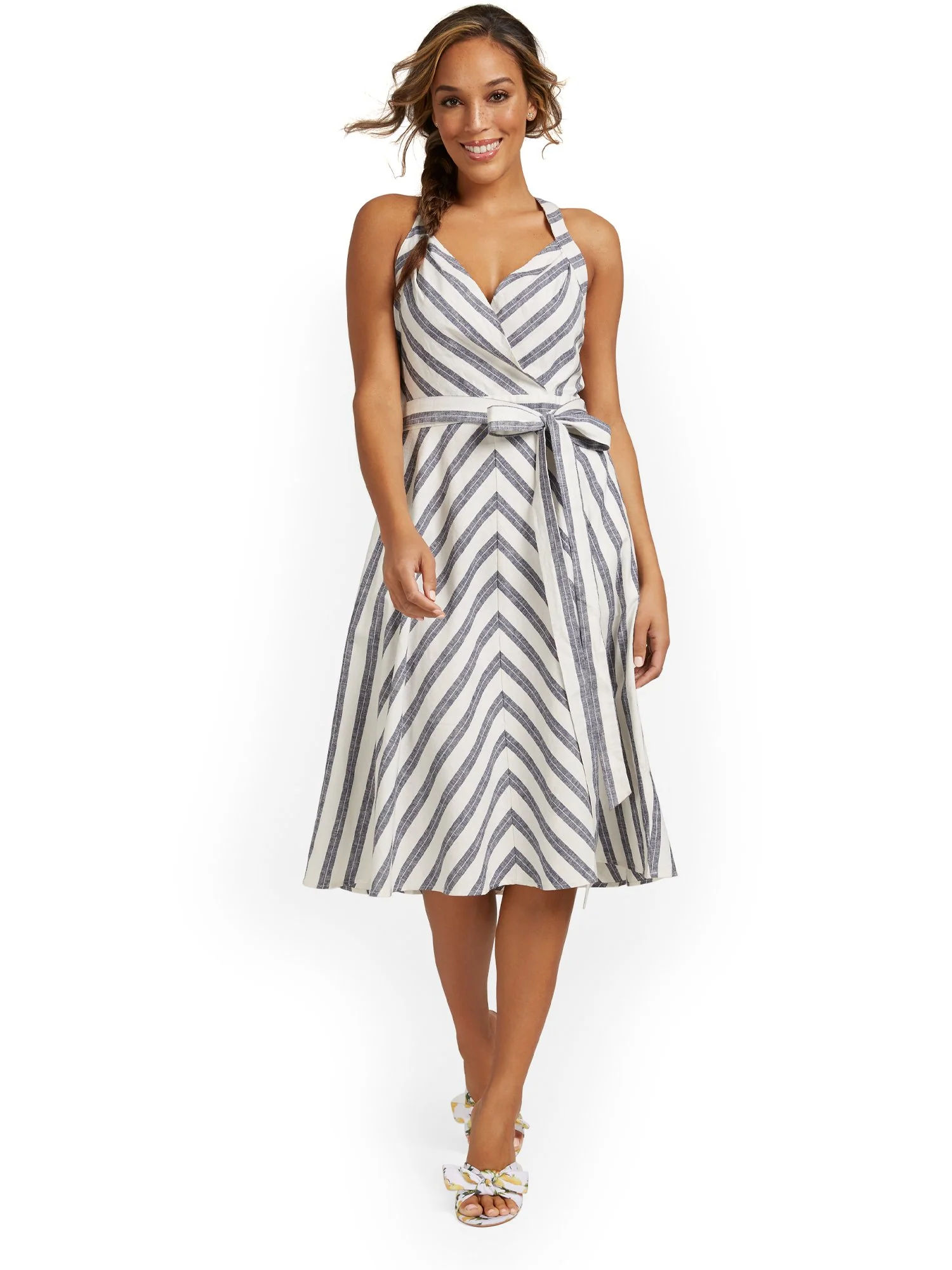 Linen-Blend Striped Halterneck Dress - Image 4
