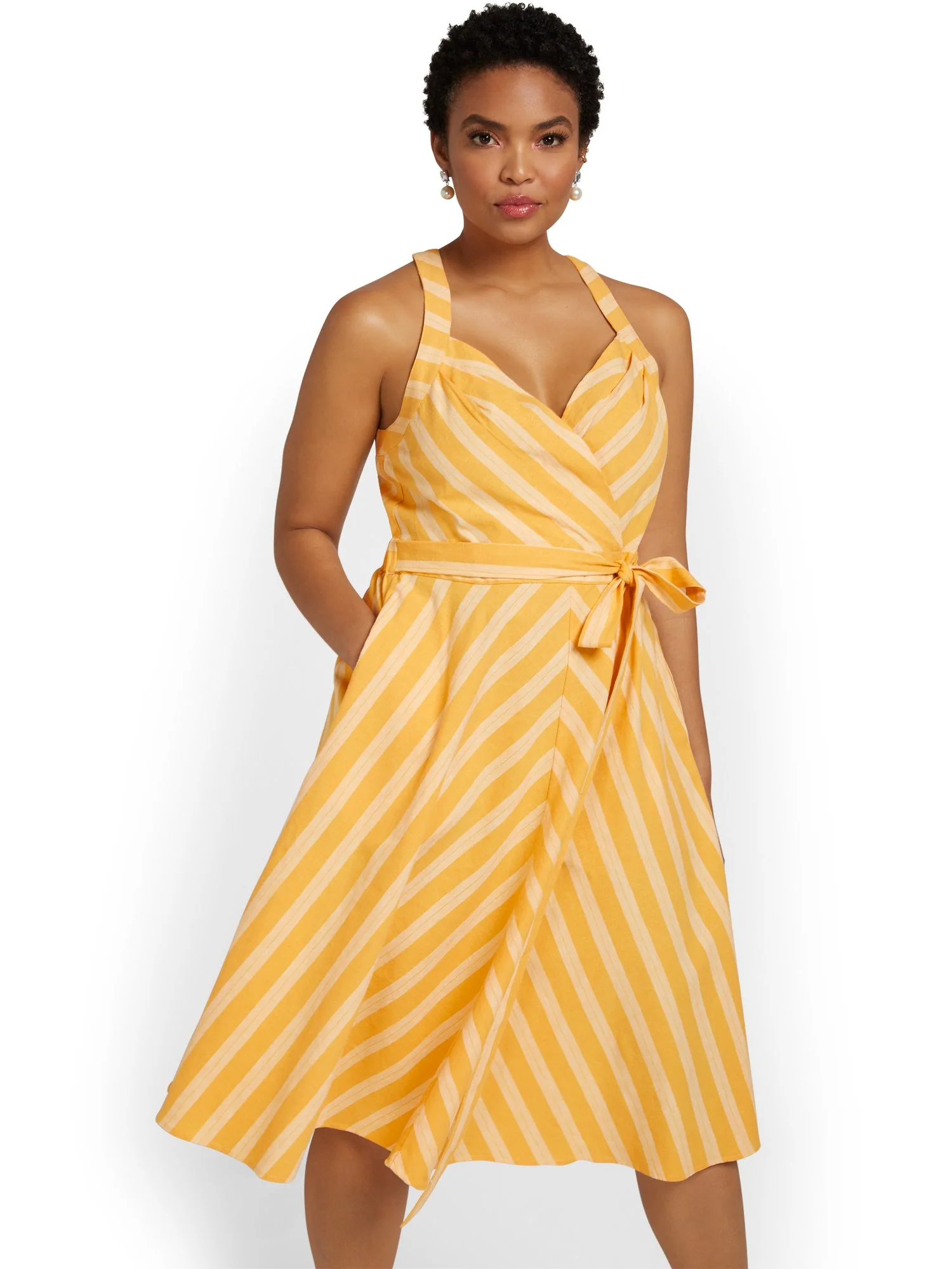 Linen-Blend Striped Halterneck Dress - Image 8