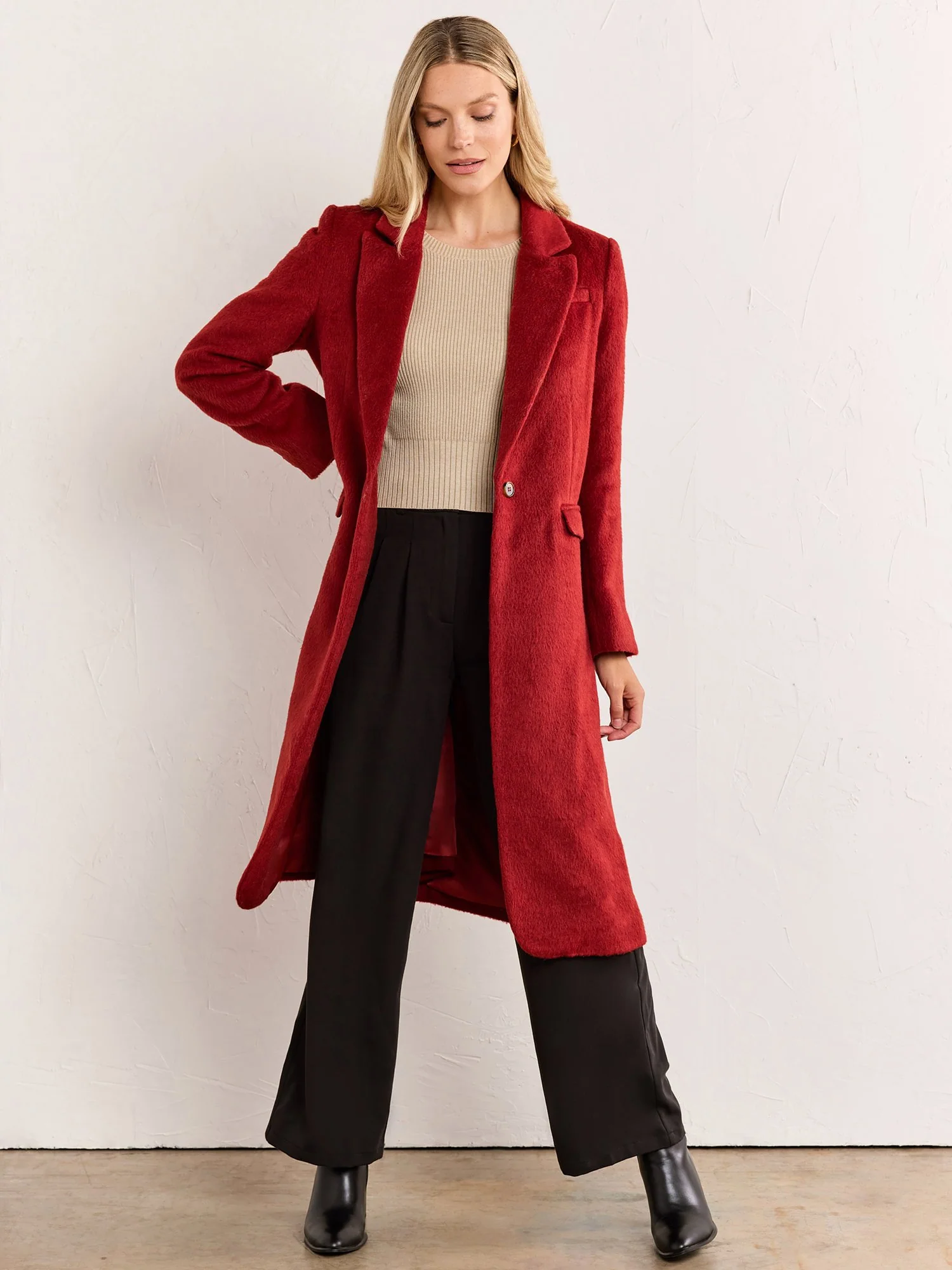 Long Brushed Coat - Crescent - Image 7