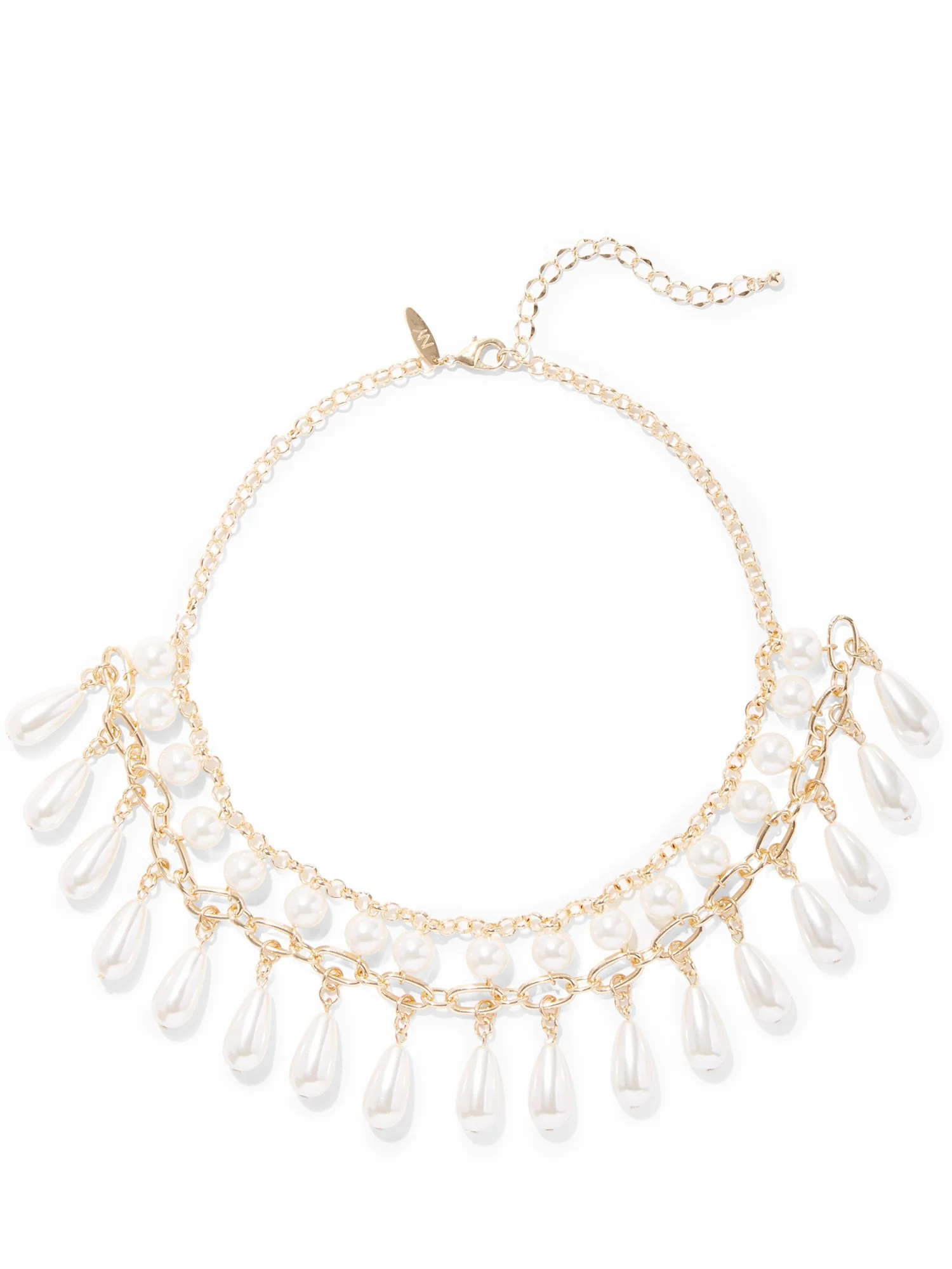 Long Faux-Pearl Tassel Pendant Necklace