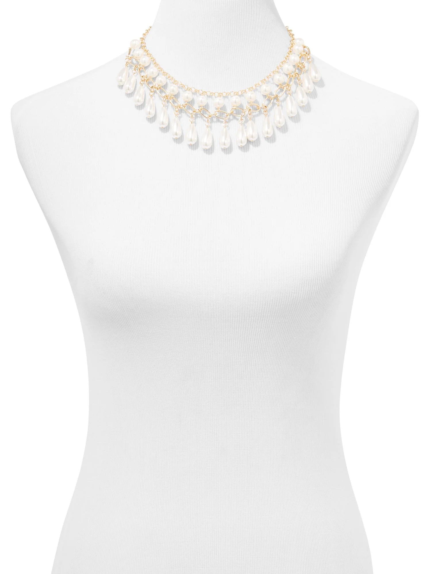 Long Faux-Pearl Tassel Pendant Necklace - Image 2