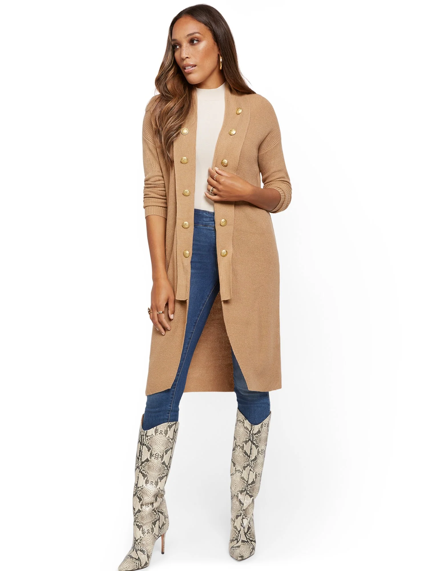 Long Shawl Collar Open Cardigan - Image 2