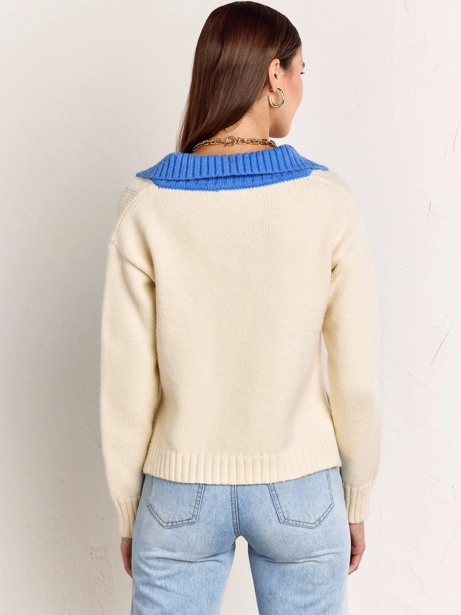 Crescent Long-Sleeve Blue Collar Cable Knit Pullover - Brands We Love - Image 4
