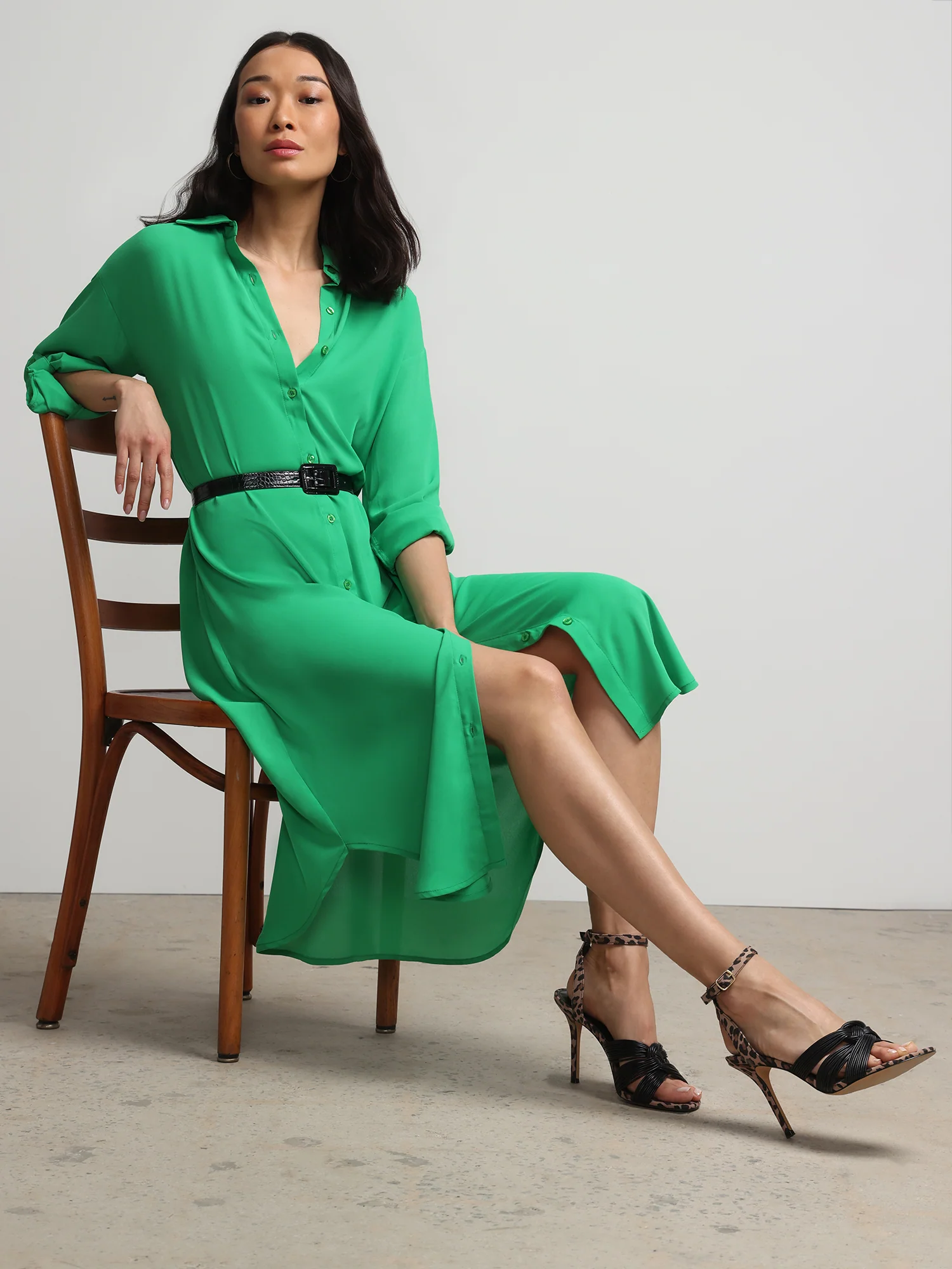 Long-Sleeve Button-Front Maxi Top - Image 10