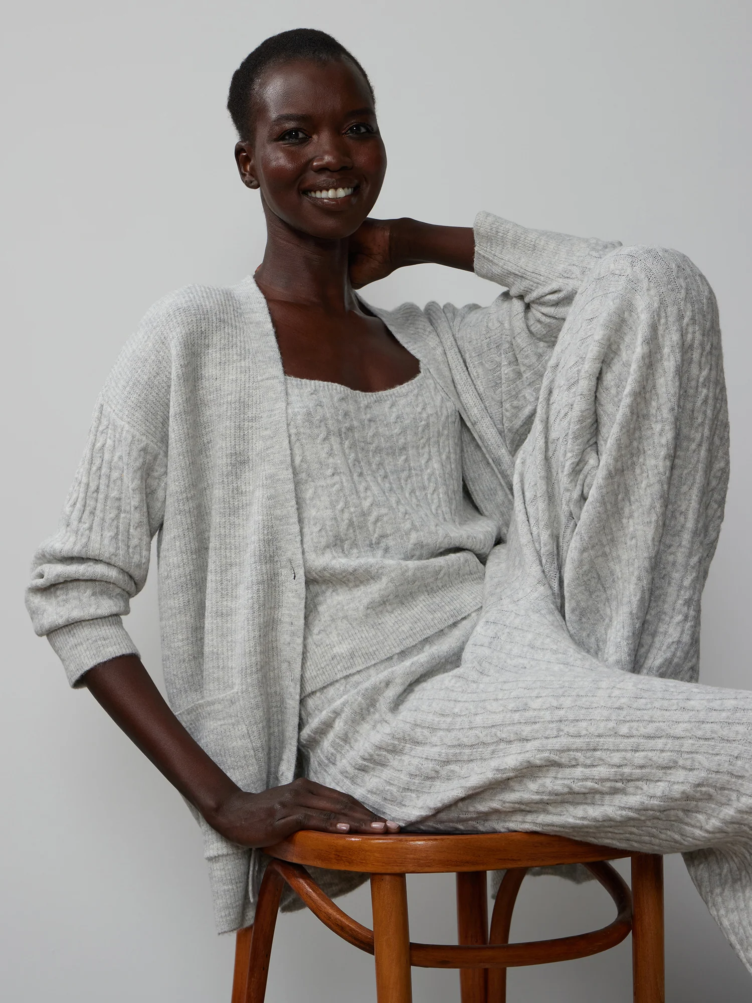Long Sleeve Cable Knit Cardigan - Image 4