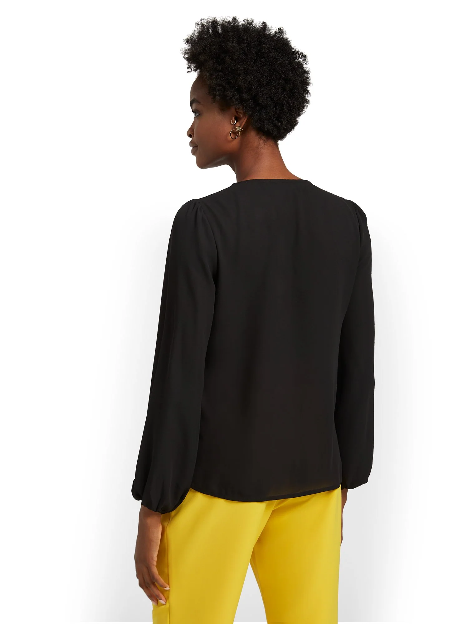 Long-Sleeve Chain-Detail Blouse - Image 3