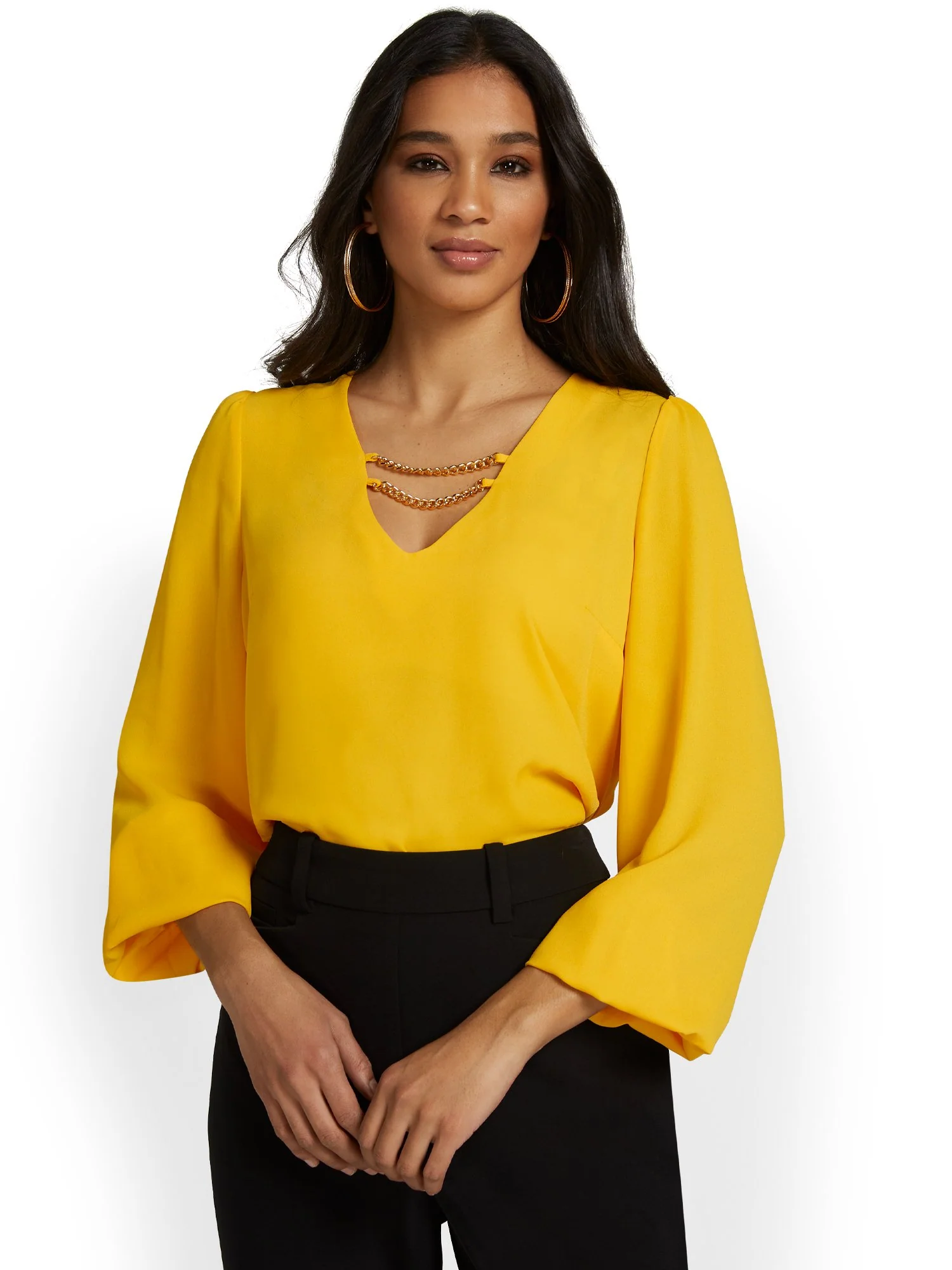 Long-Sleeve Chain-Detail Blouse - Image 5
