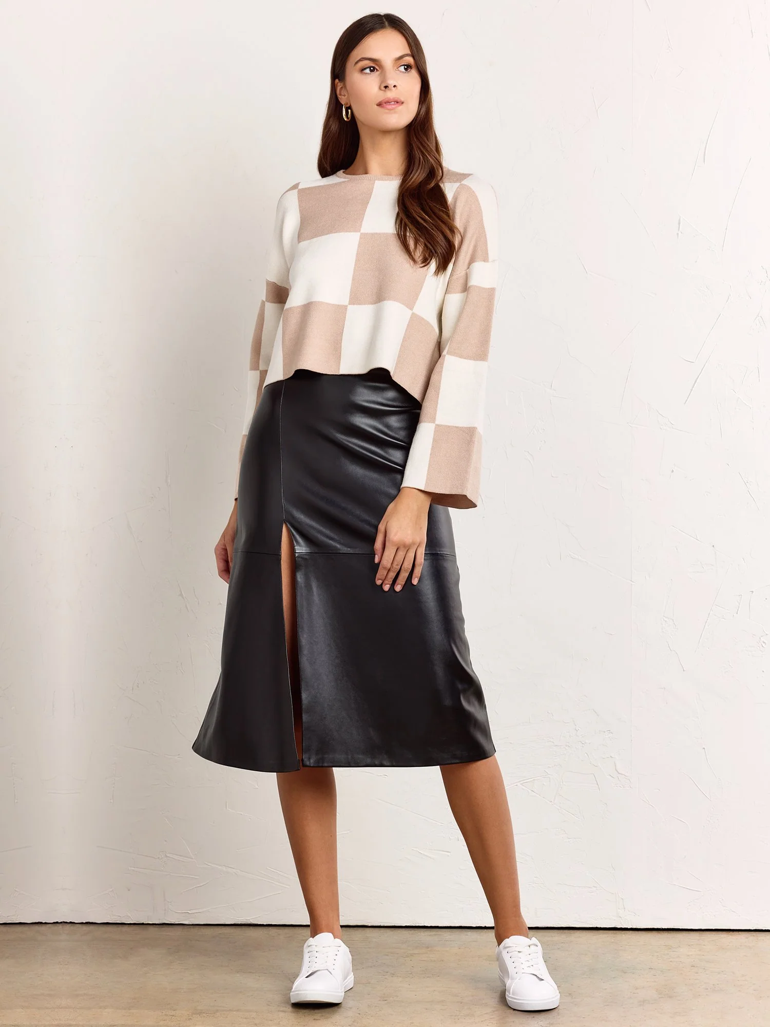 Long-Sleeve Cropped Checkerboard Pullover - Papermoon - Image 3
